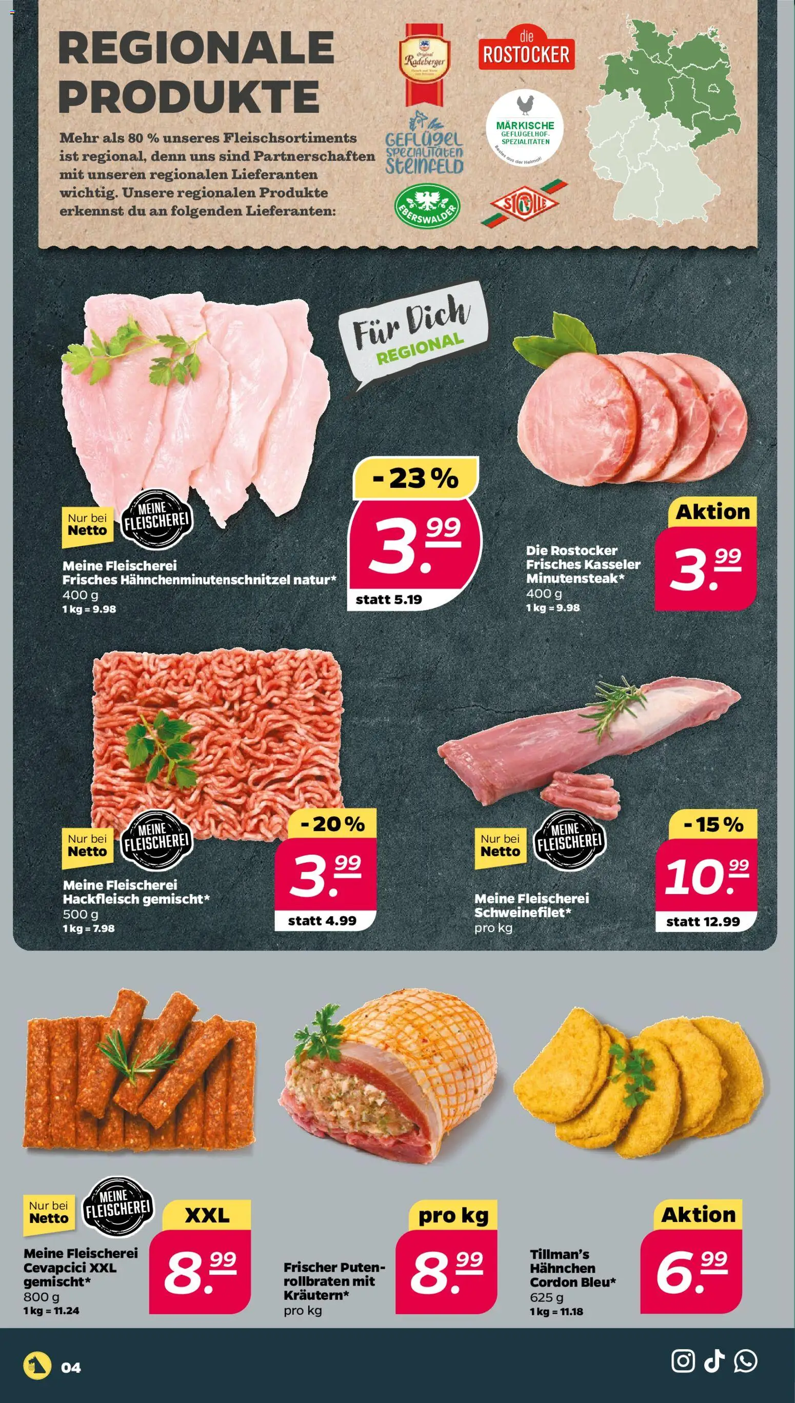 Netto Prospekt 	 – gültig ab 02.11.2025 | Seite: 4 | Produkte: Hahnchen, Cevapcici, Hackfleisch