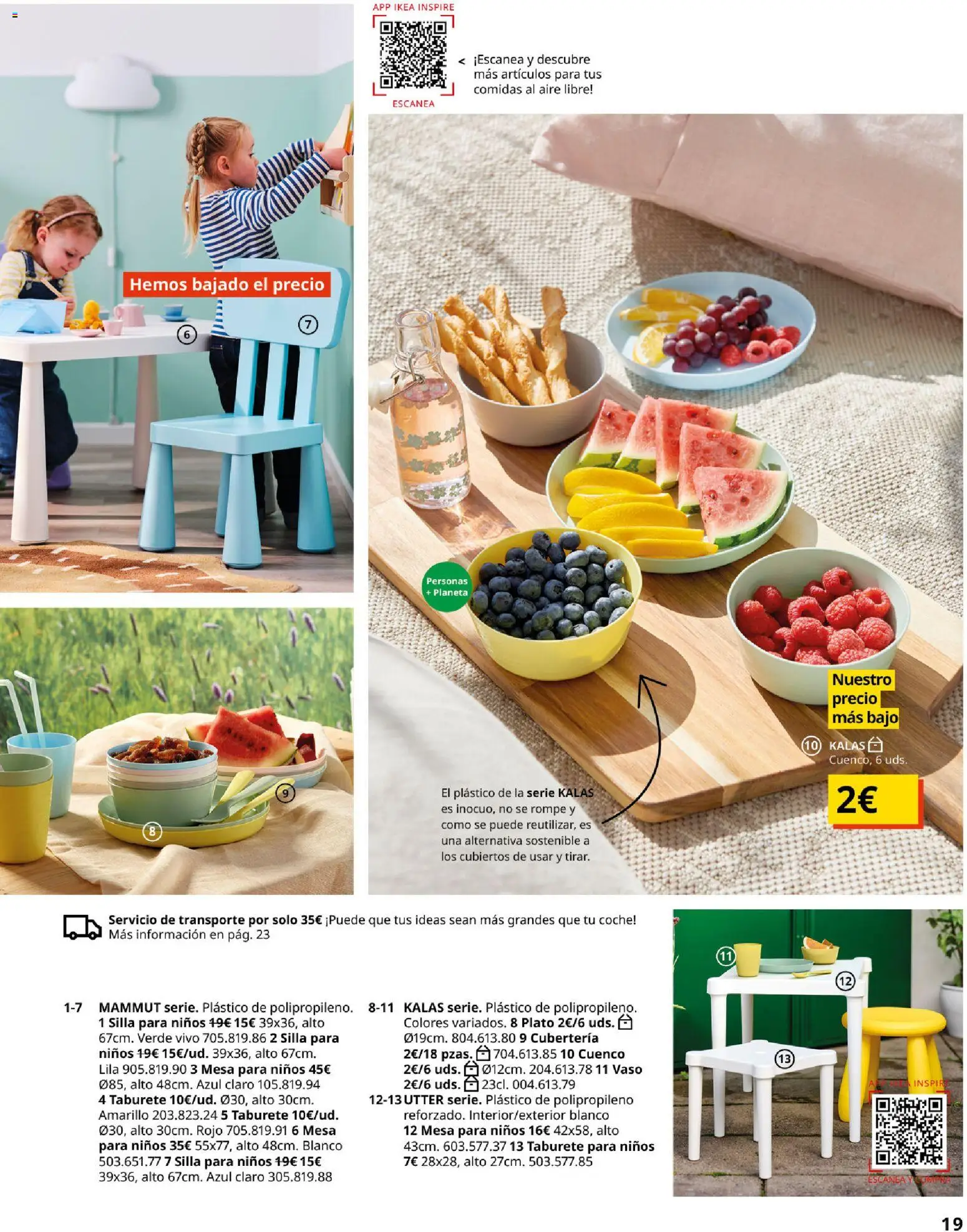 Catálogo IKEA Muebles de exterior │ válido desde el 10.12.2025 | Página: 19 | Productos: Taburete, Cubertería, Silla, Mesa para niños