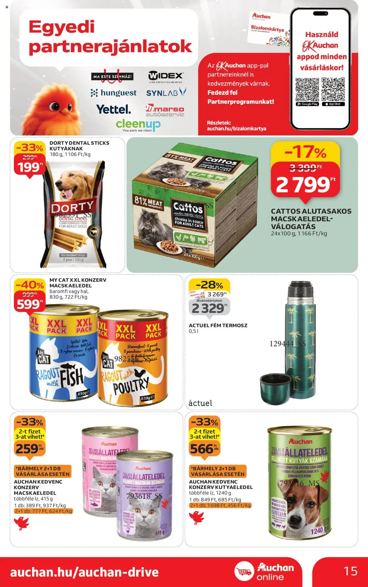 Auchan akciós ujság - amely érvényes a következő dátumtól: 04.09.2025 | Oldal: 15 | Termékek: Macskaeledel, Kutyaeledel, Termosz
