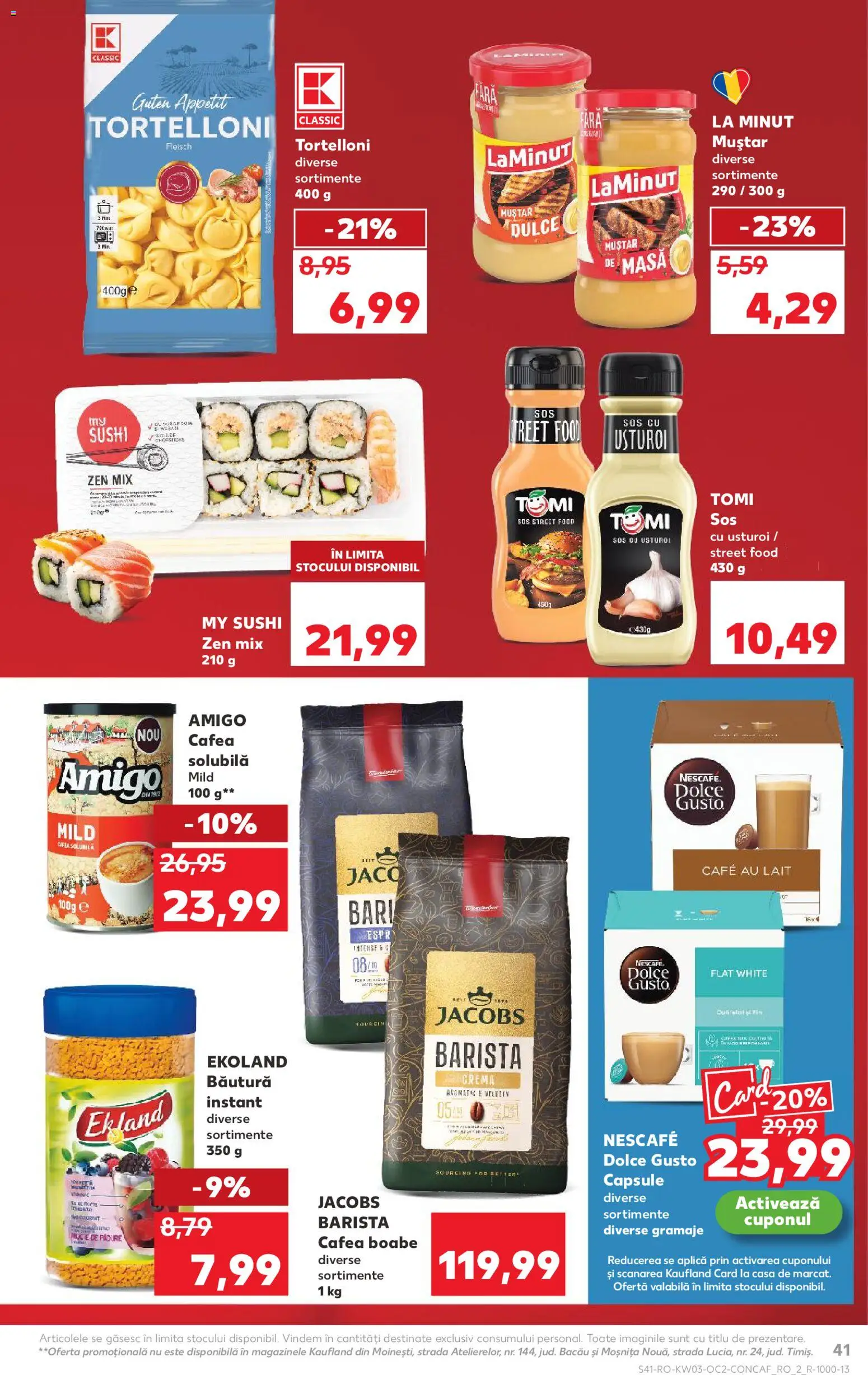 Kaufland RO akciós ujság - amely érvényes a következő dátumtól: 14.01.2026 | Oldal: 41 | Termékek: Dolce Gusto, Nescafé, Sushi, Mustár