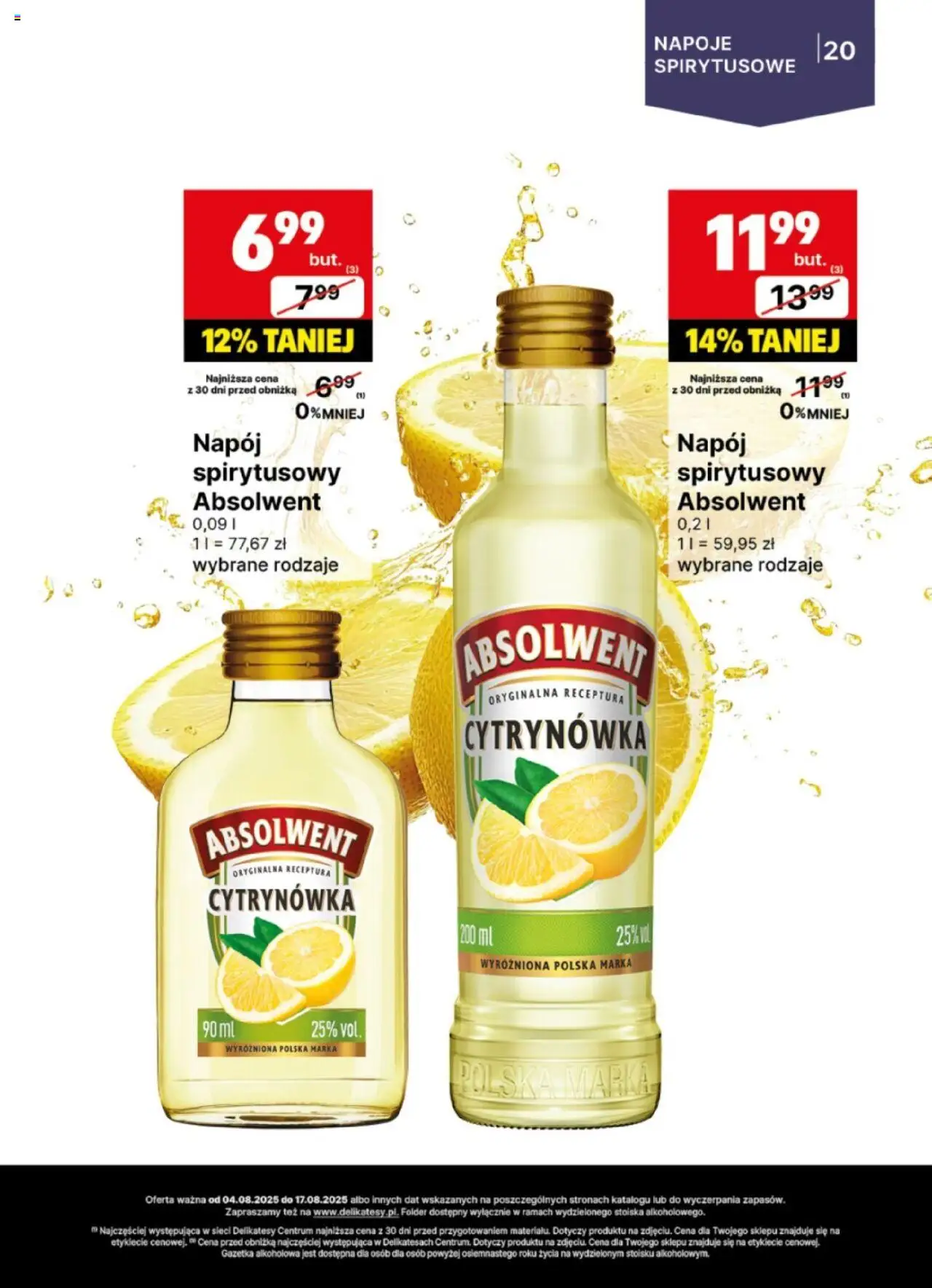 Delikatesy Centrum Gazetka - DeliBarek od 04.08.2025 | Strona: 20 | Produkty: Napoje, Delikatesy