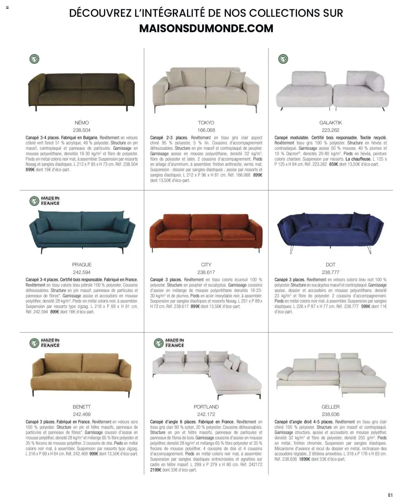 {H1} | Page: 83 | Produits: Mousse, Canapé, Élastiques, Cadre