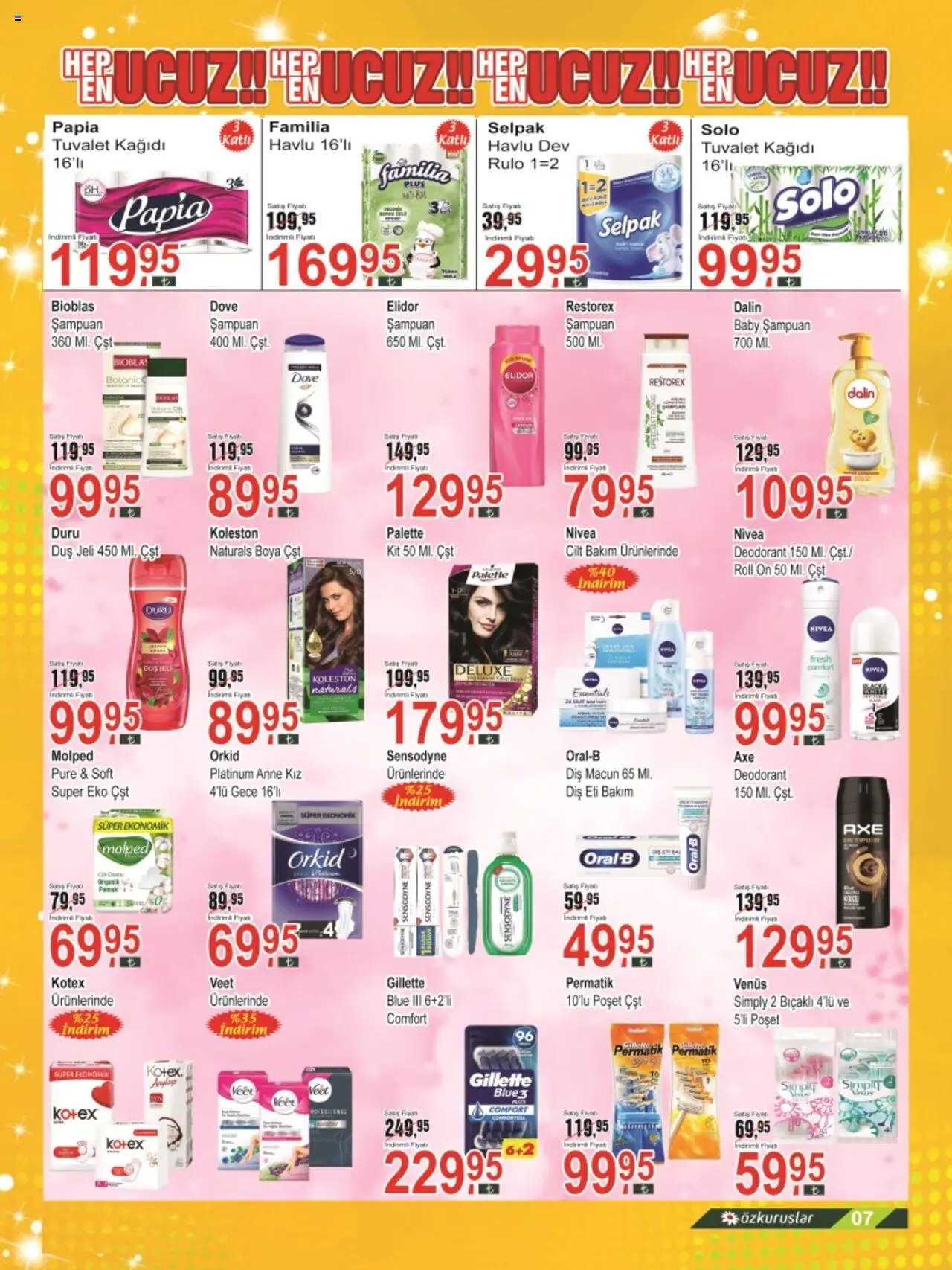 Özkuruşlar Katalog - 11.08.2025 tarihinden itibaren geçerlidir | Sayfa: 7 | Ürünler: Şampuan, Duş jeli, Deodorant, Tuvalet kağıdı