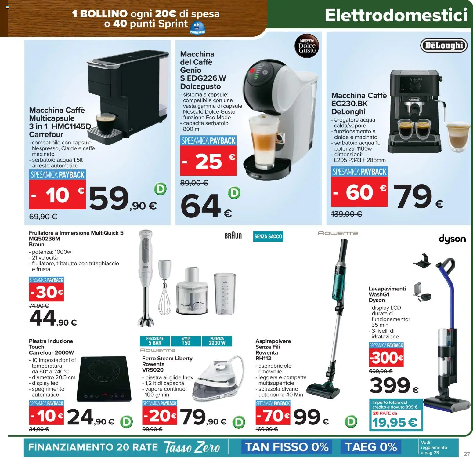 Volantino Carrefour del 27.01.2026 | Pagina: 27 | Prodotti: Caffè, Frullatore, Dyson, Divano