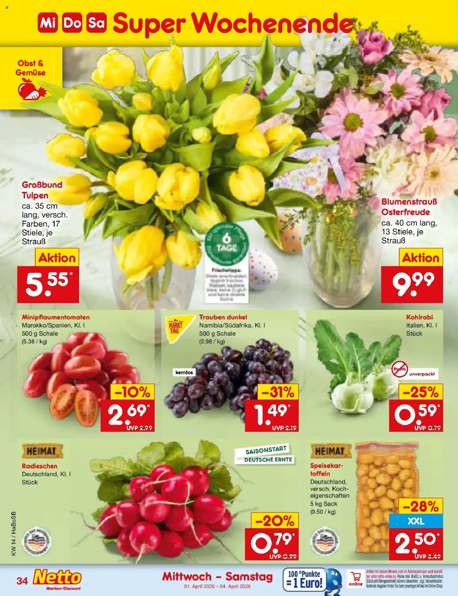 Netto Marken-Discount Prospekt Wuppertal	 – gültig ab 29.03.2026 | Seite: 48 | Produkte: Trauben, Kohlrabi, Gemüse, Obst