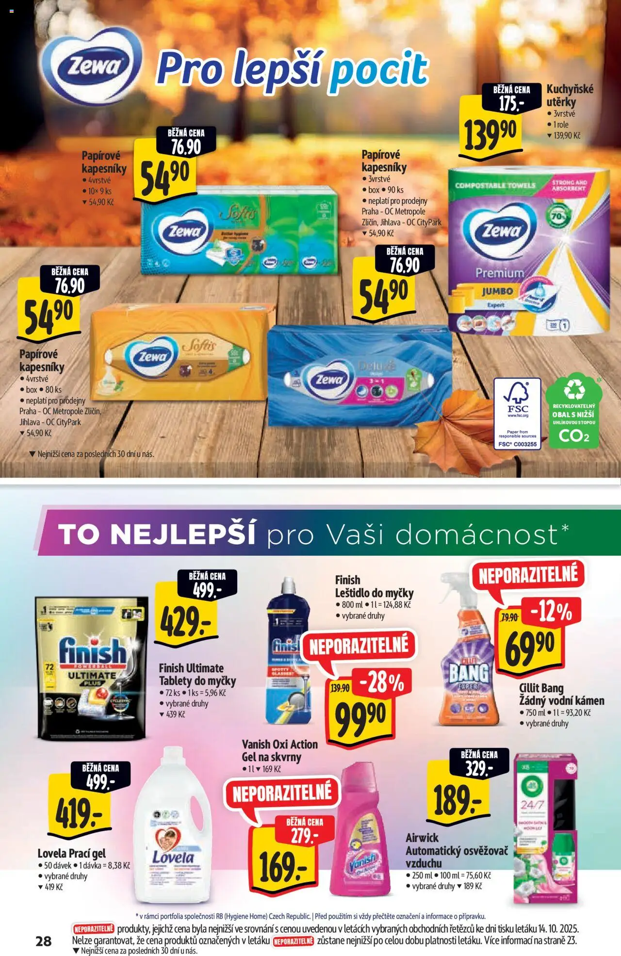 Albert katalog - Hypermarket od 22.10.2025 | Strana: 28 | Produkty: Leštidlo do myčky, Prací gel, Papírové kapesníky, Vanish oxi action