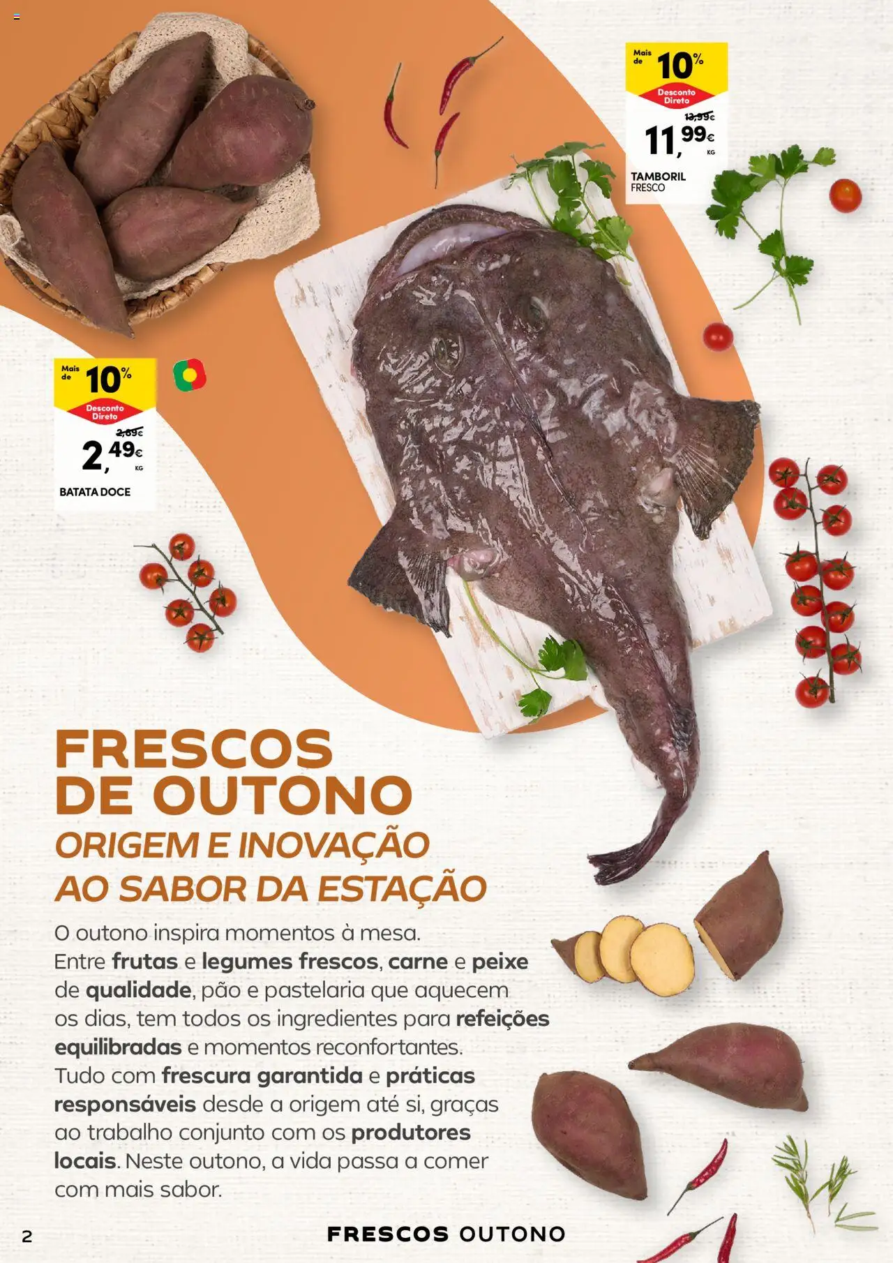 Continente - Frescos: O outono vem cheio de sabor │ válido de 21.10.2025 | Página: 2 | Produtos: Batata, Pão, Peixe, Carne
