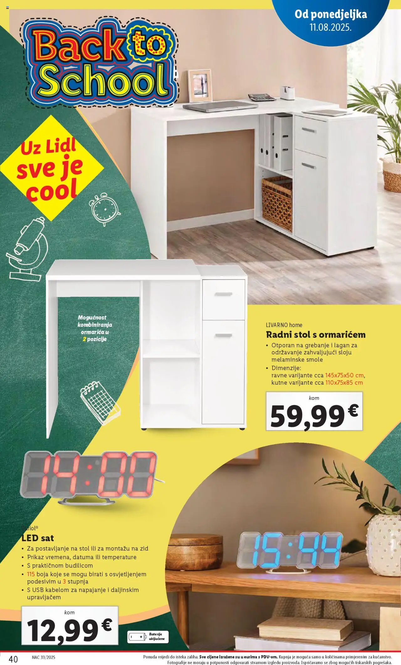 Lidl katalog | vrijedi od 11.08.2025 | Stranica: 40 | Proizvodi: Stol, Radni stol, Baterije, Sat