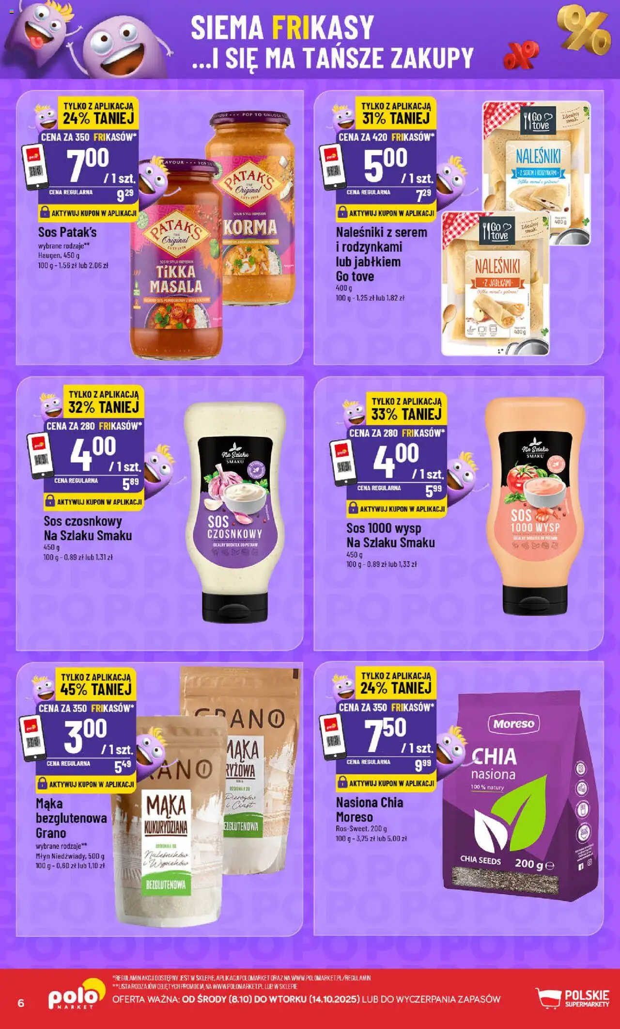 POLOmarket Gazetka - Frikasowe Hity od 08.10.2025 | Strona: 6 | Produkty: Nasiona, Nasiona chia, Naleśniki, Sos