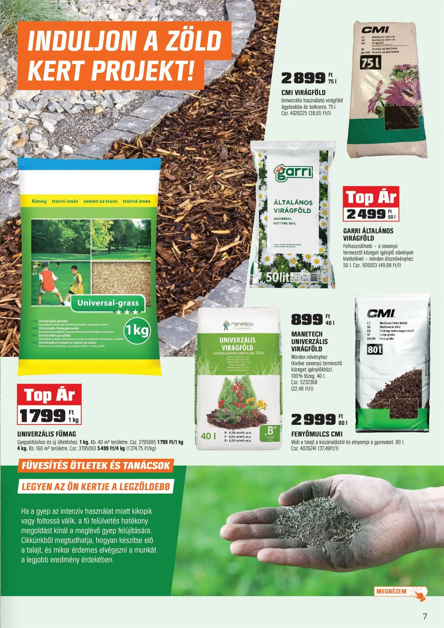 OBI akciós ujság - amely érvényes a következő dátumtól: 28.04.2026 | Oldal: 7 | Termékek: Fűmag, Virágföld