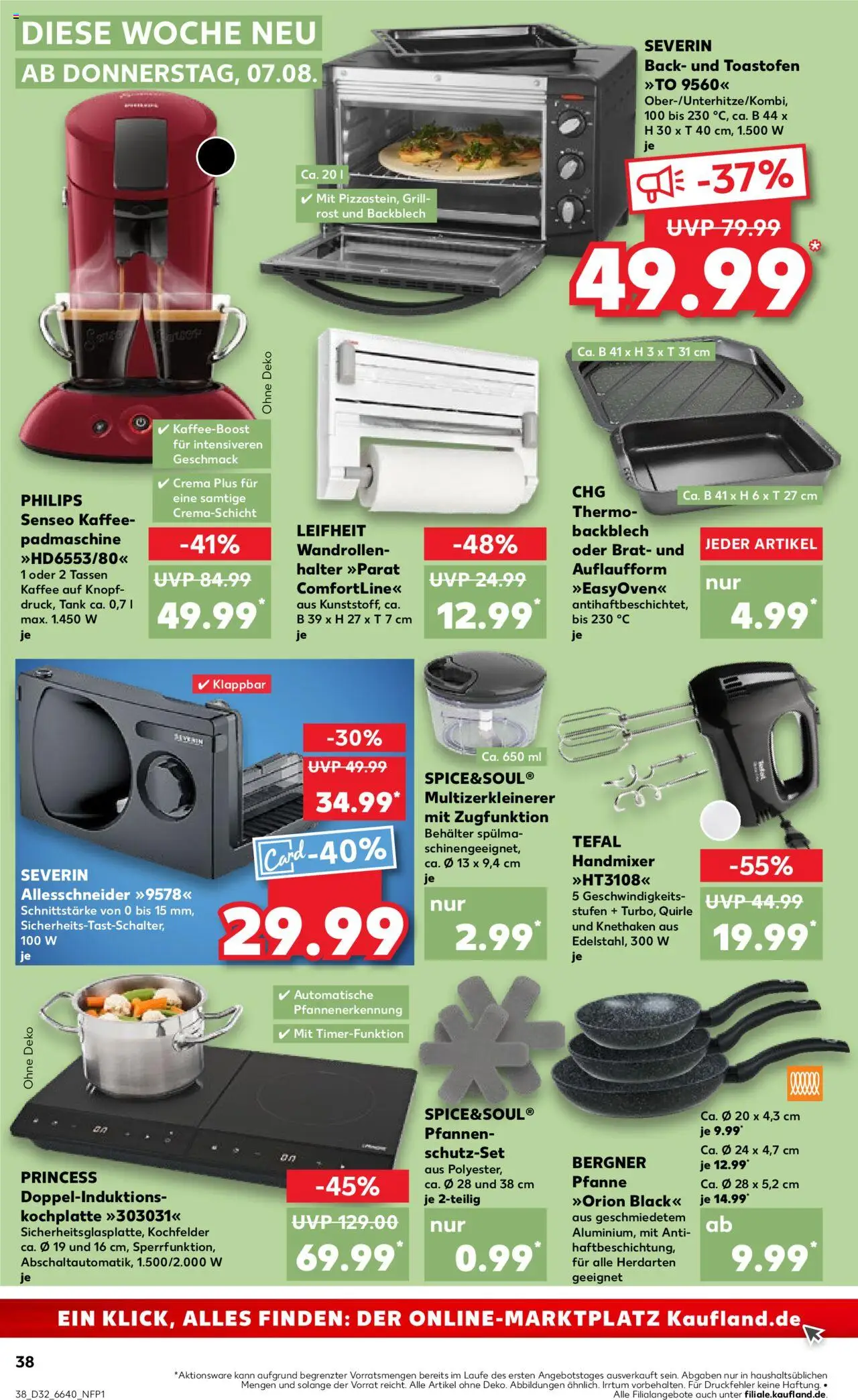 Kaufland prospekt Speyer	 - gültig ab dem 07.08.2025 | Seite: 38 | Produkte: Senseo, Grill, Mixer, Kochplatte