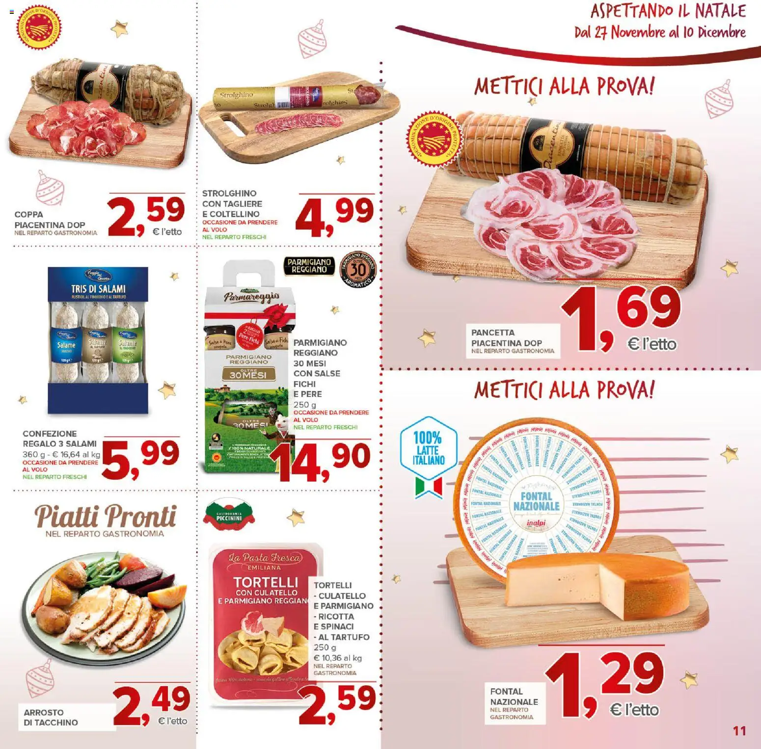 Volantino Todis del 27.11.2025 | Pagina: 11 | Prodotti: Salsa, Tacchino, Pasta, Parmigiano reggiano