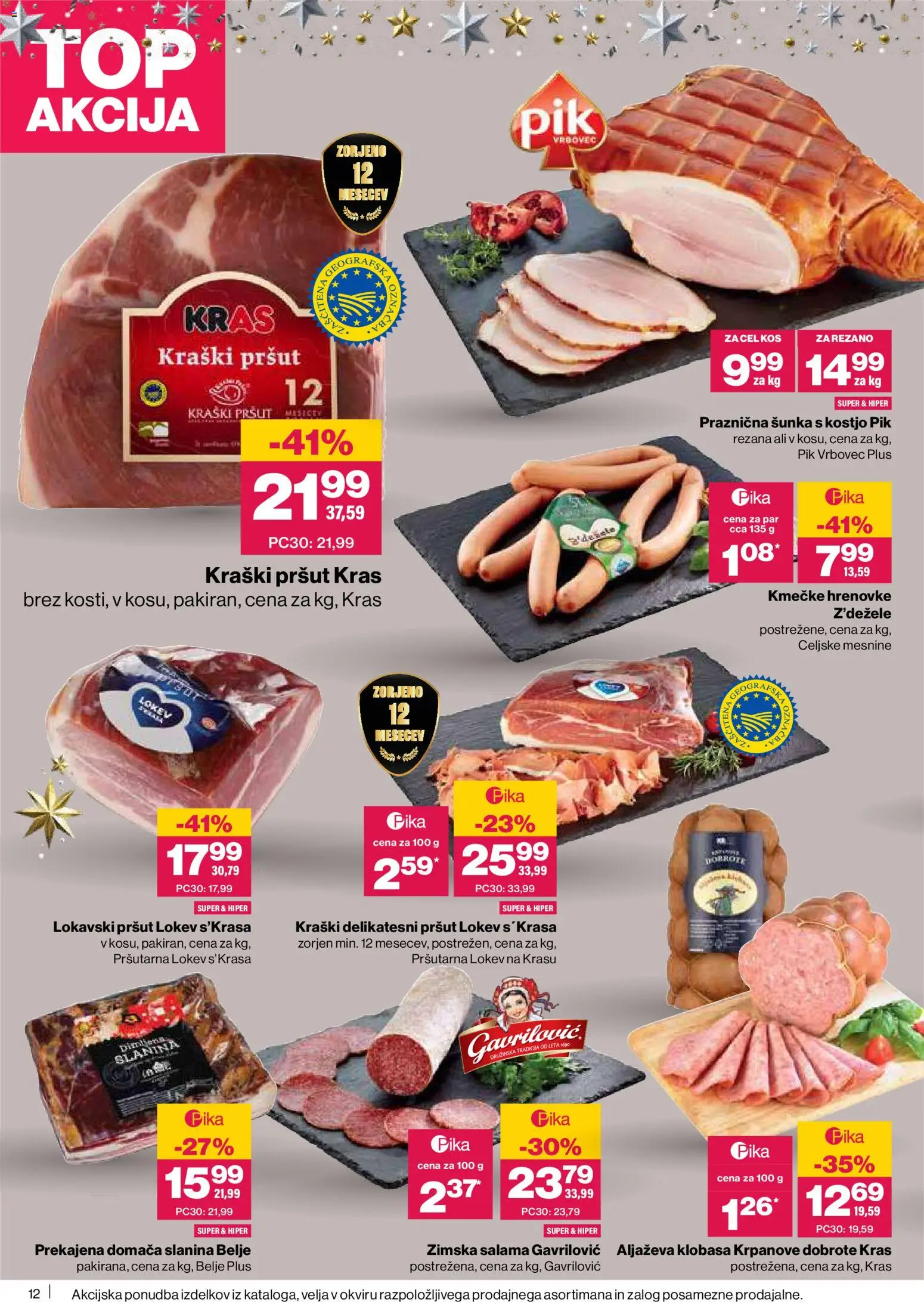 Novi Mercator katalog ponudbe – veljaven od 11.12.2025 | Stran: 12 | Izdelki: Pršut, Kos, Salama, Sunka