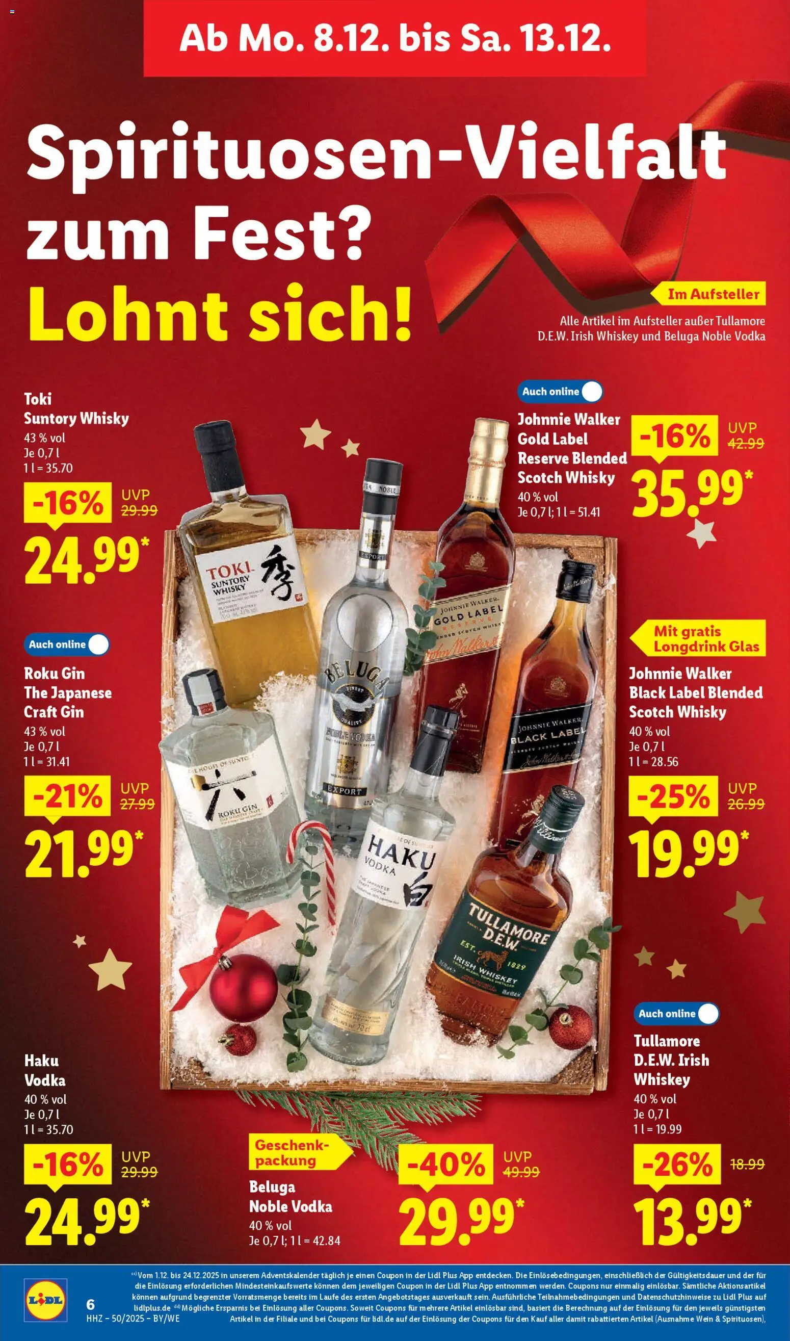Lidl Prospekt Uffenheim – gültig ab 08.12.2025 | Seite: 14 | Produkte: Whisky, Vodka, Gin, Whiskey