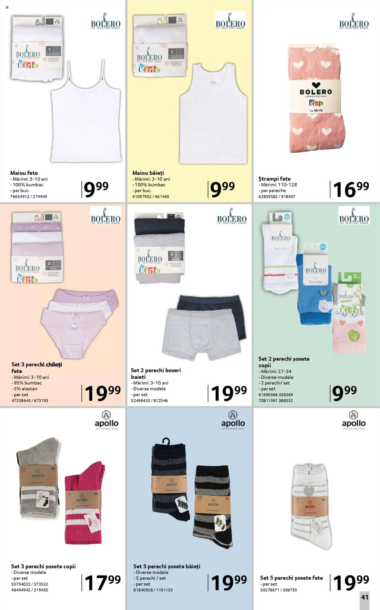 Catalog Selgros - Școala  – valabil de la 08.08.2025 | Pagină: 41 | Produse: Maiou, Chiloți, Șosete, Boxeri