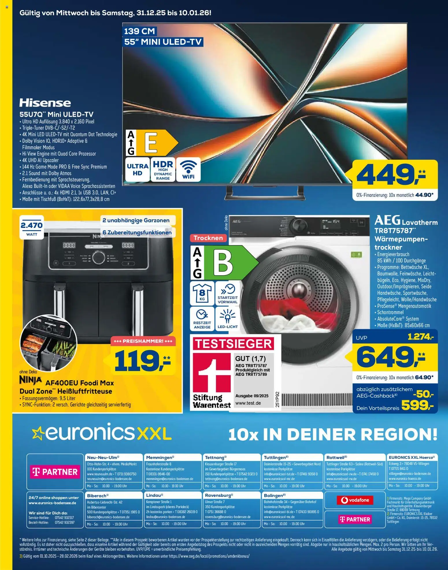 Euronics Prospekt 	 – gültig ab 31.12.2025 | Seite: 12 | Produkte: Hisense, AEG, Trockner, Heißluftfritteuse
