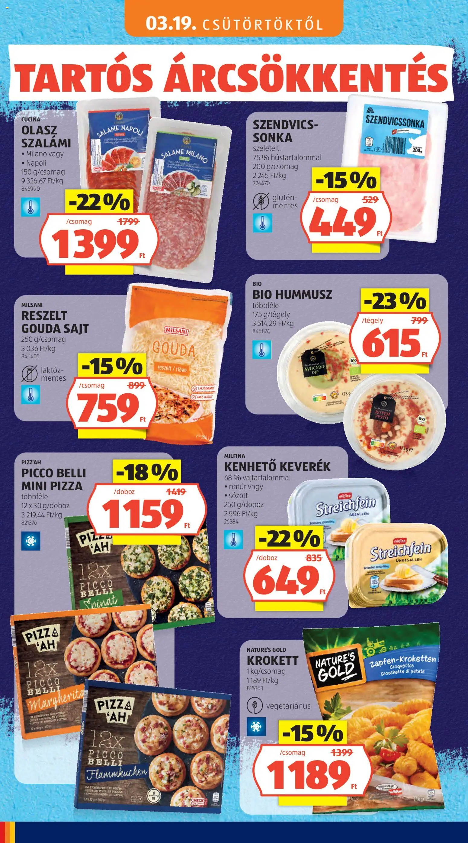 Aldi akciós ujság - amely érvényes a következő dátumtól: 09.04.2026 | Oldal: 4 | Termékek: Szendvics, Sajt, Szalámi, Krokett