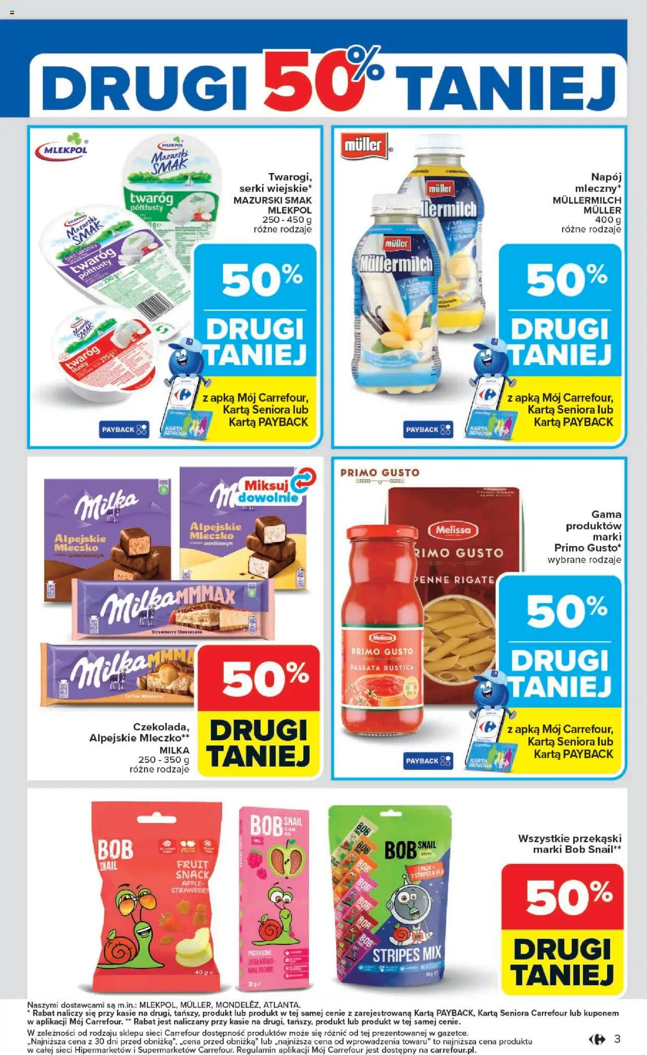 Carrefour Gazetka od 25.08.2025 | Strona: 3 | Produkty: Karta, Bez laktozy, Milka, Bób
