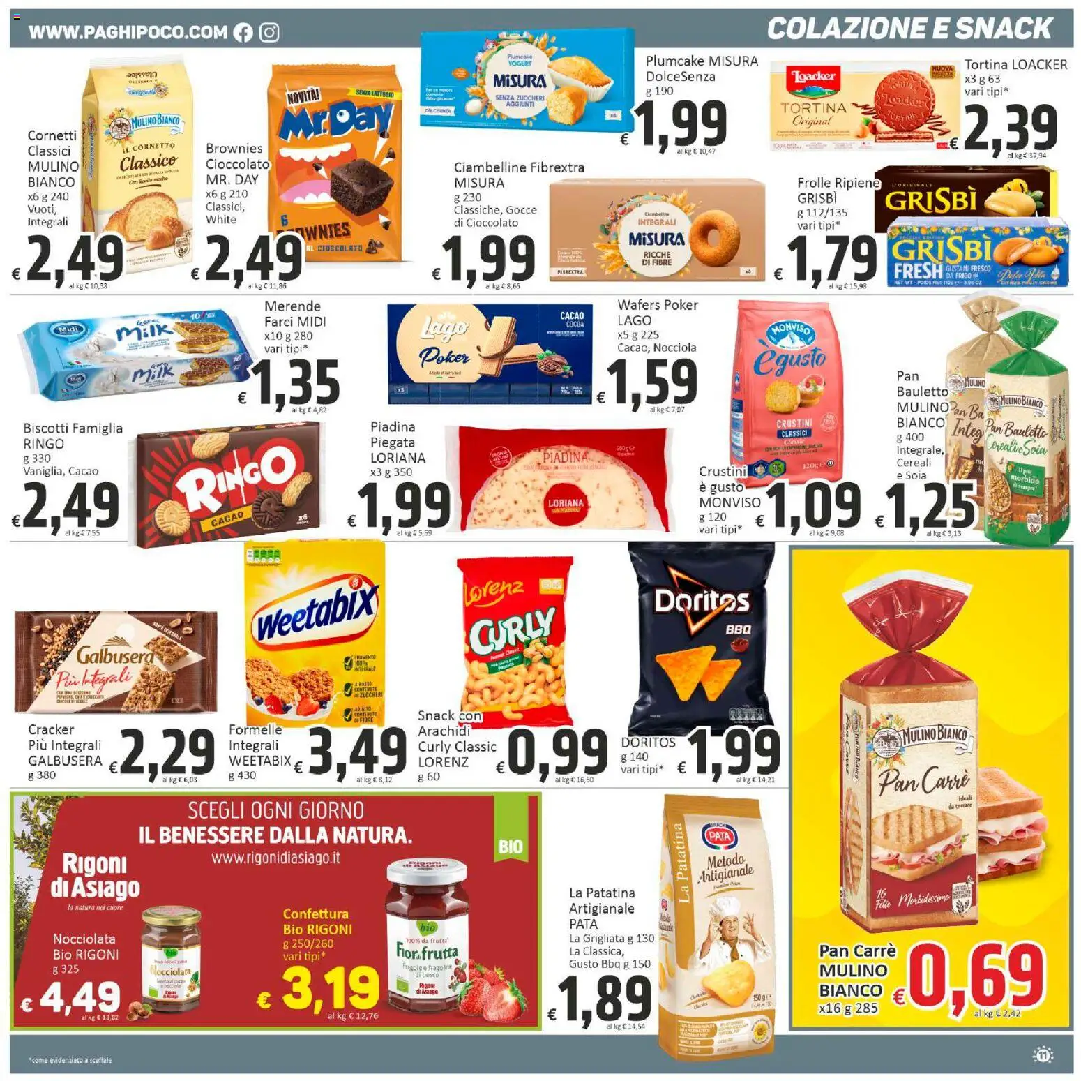 Volantino Paghi Poco del 11.11.2025 | Pagina: 11 | Prodotti: Cioccolato, Biscotti, Scaffale, Cacao