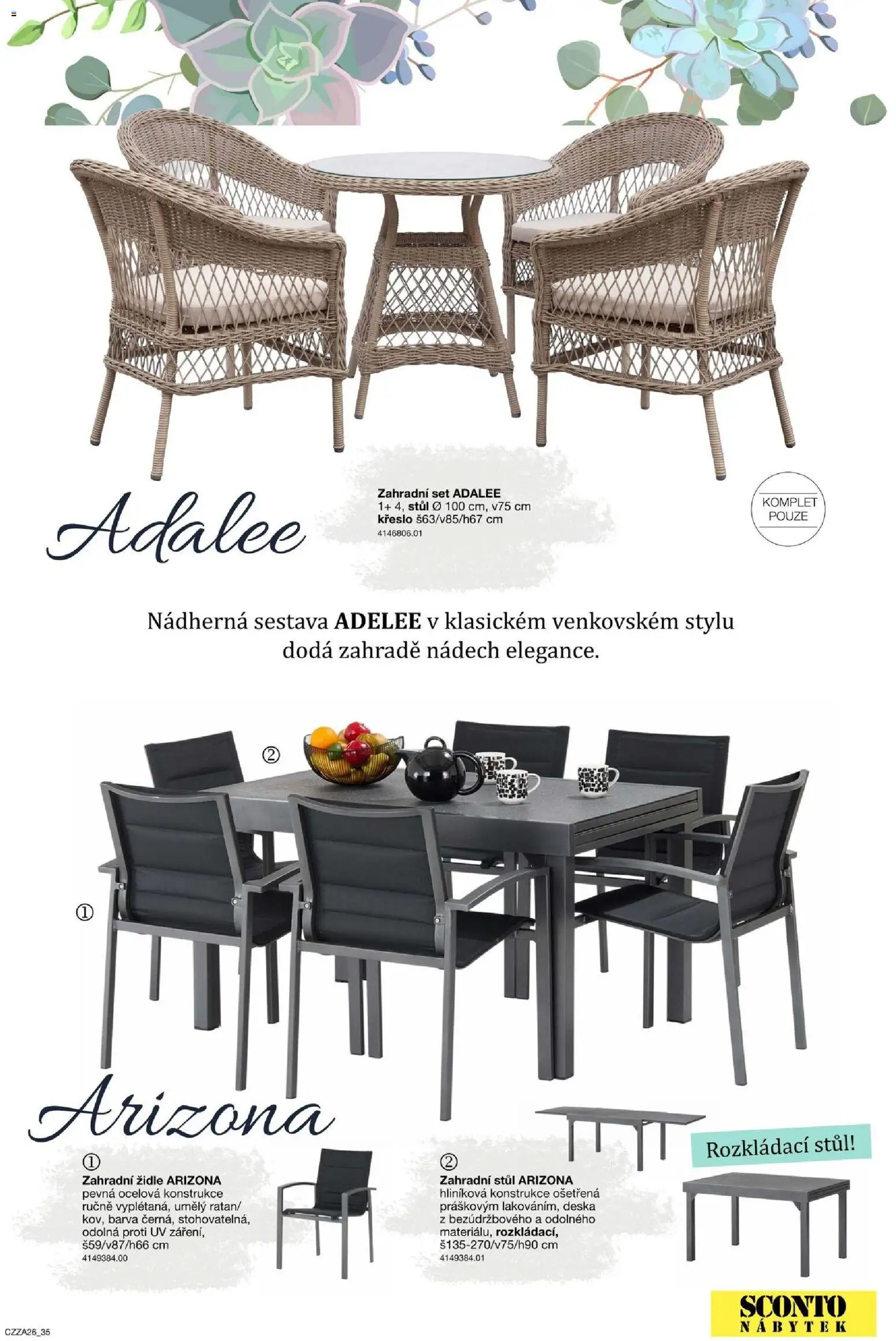 Sconto nábytek katalog - Zahradní speciál od 01.01.2026 | Strana: 35 | Produkty: Křeslo, Stůl, Židle, Zahradní židle
