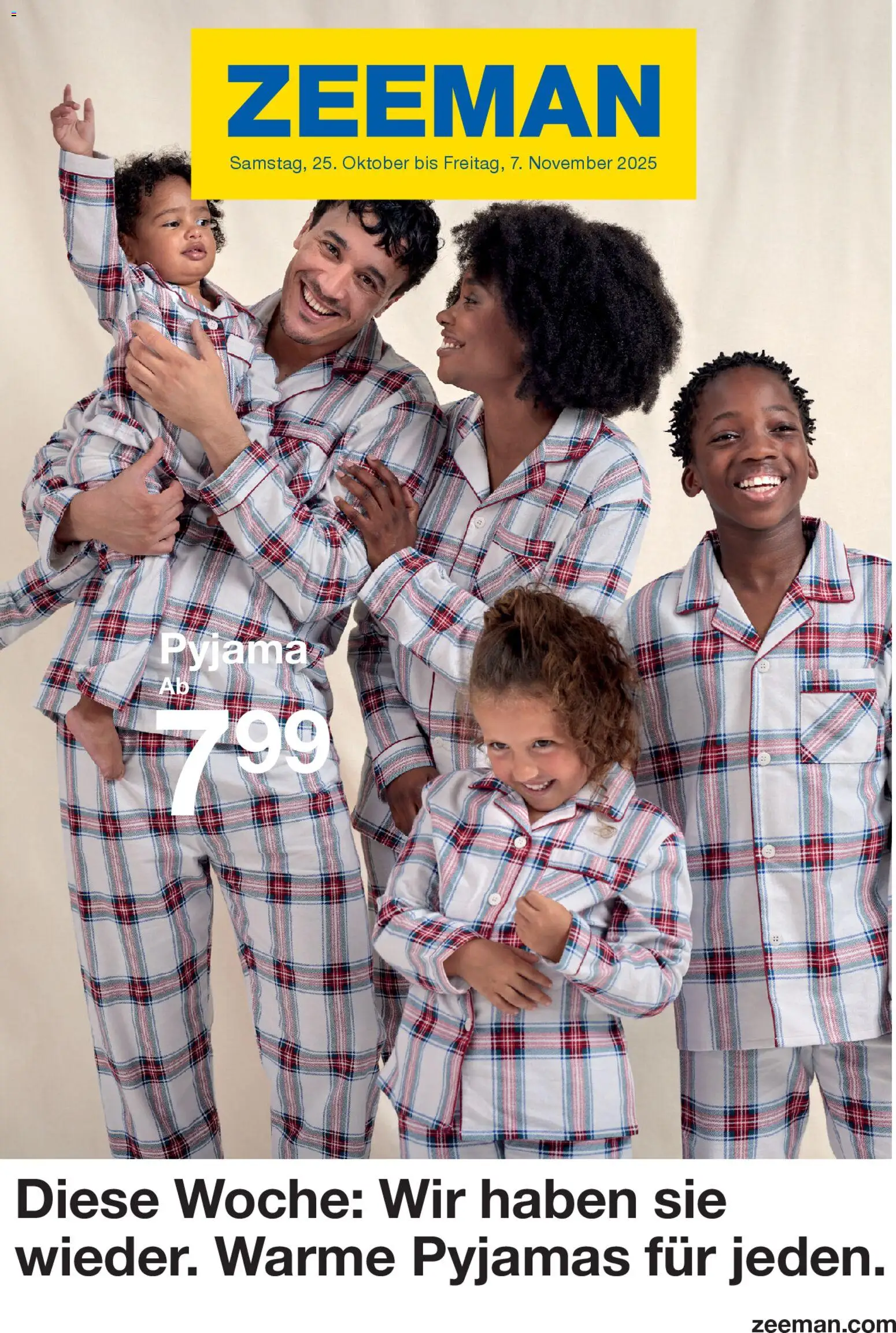 Zeeman Prospekt 	 – gültig ab 25.10.2025 | Seite: 1 | Produkte: Pyjama