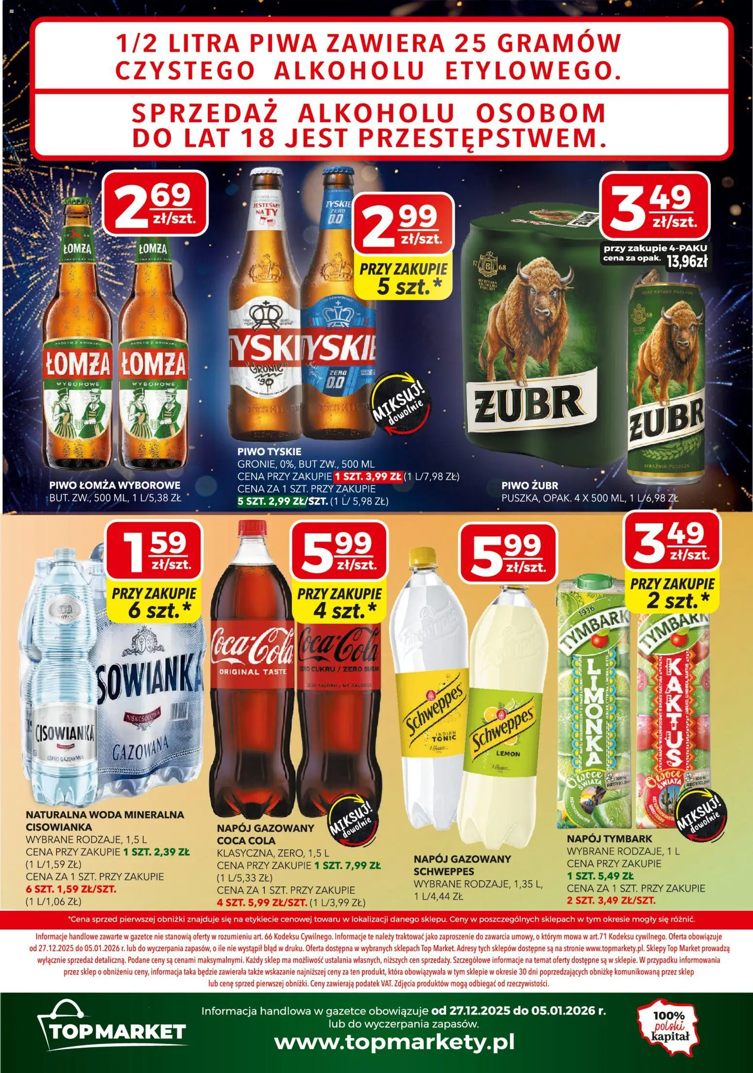 Top Market Gazetka mini od 27.12.2025 | Strona: 4 | Produkty: Top, Coca cola, Tyskie, Piwo