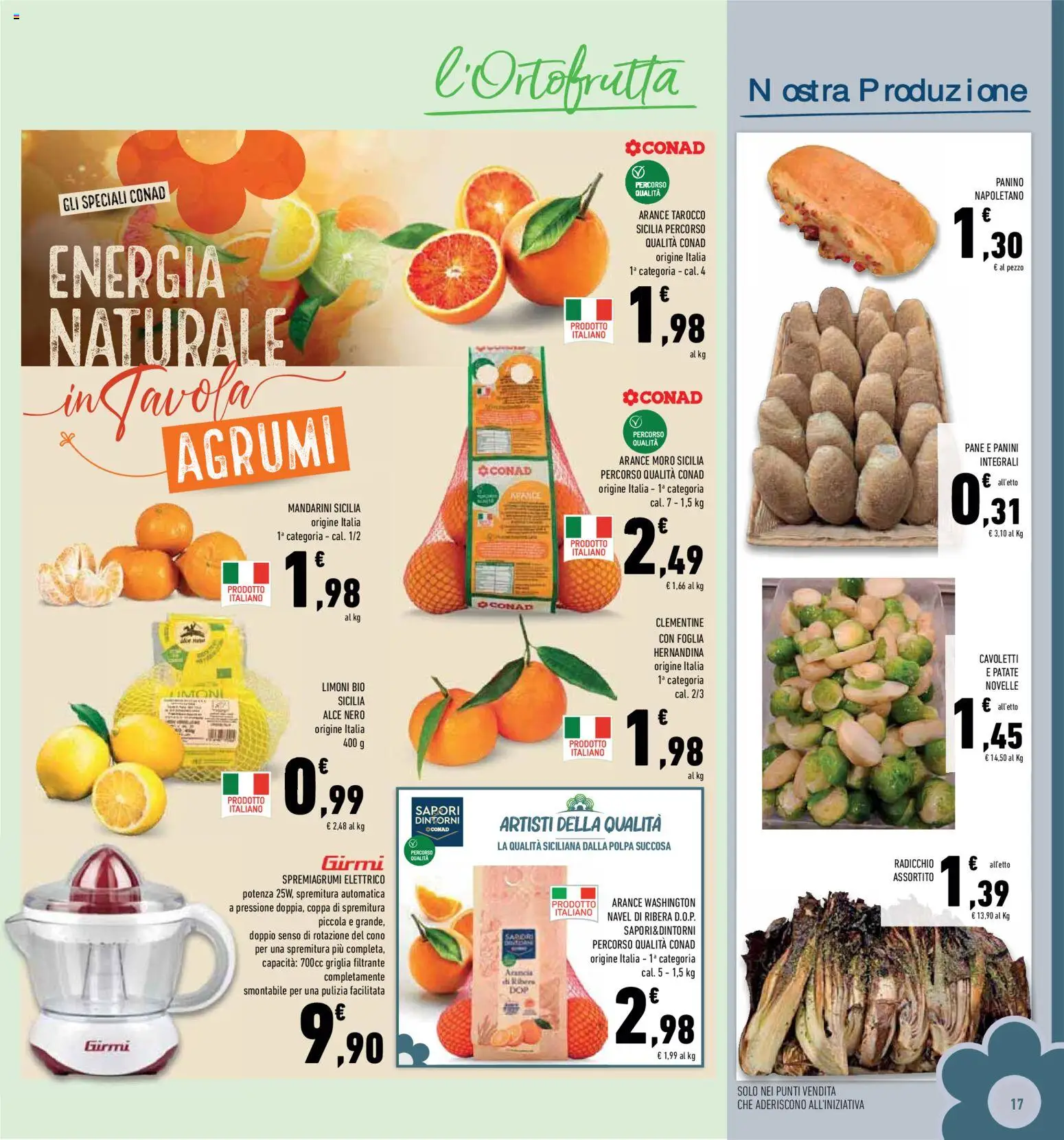 Volantino Conad del 14.01.2026 | Pagina: 17 | Prodotti: Pane, Arance, Agrumi, Spremiagrumi