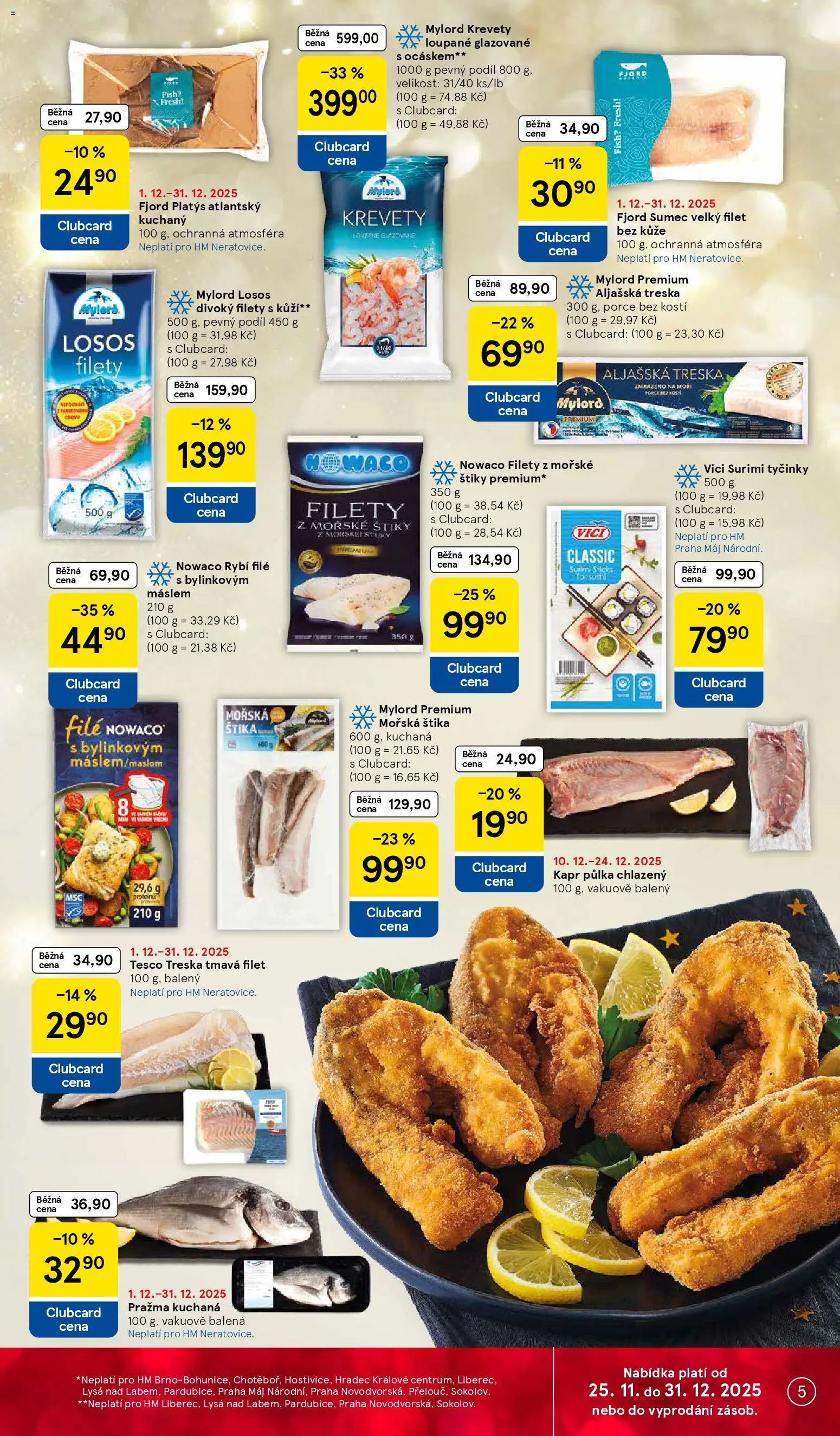 Tesco leták - Hypermarket od 17.12.2025 | Strana: 5 | Produkty: Pražma, Losos, Filet, Krevety