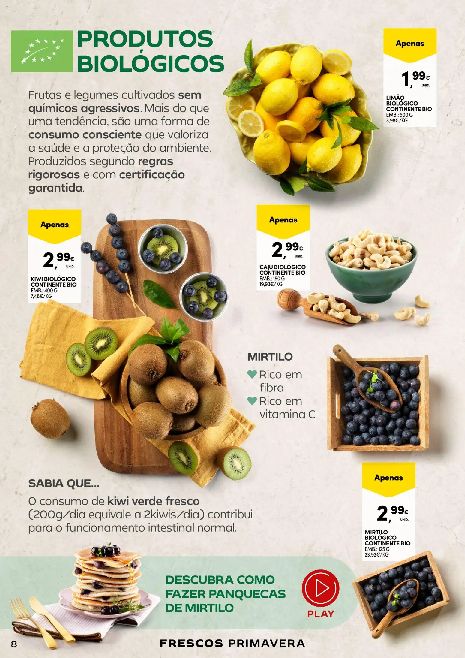 Continente - A frescura da primavera │ válido de 17.03.2026 | Página: 8 | Produtos: Panquecas, Vitamina c, Kiwi