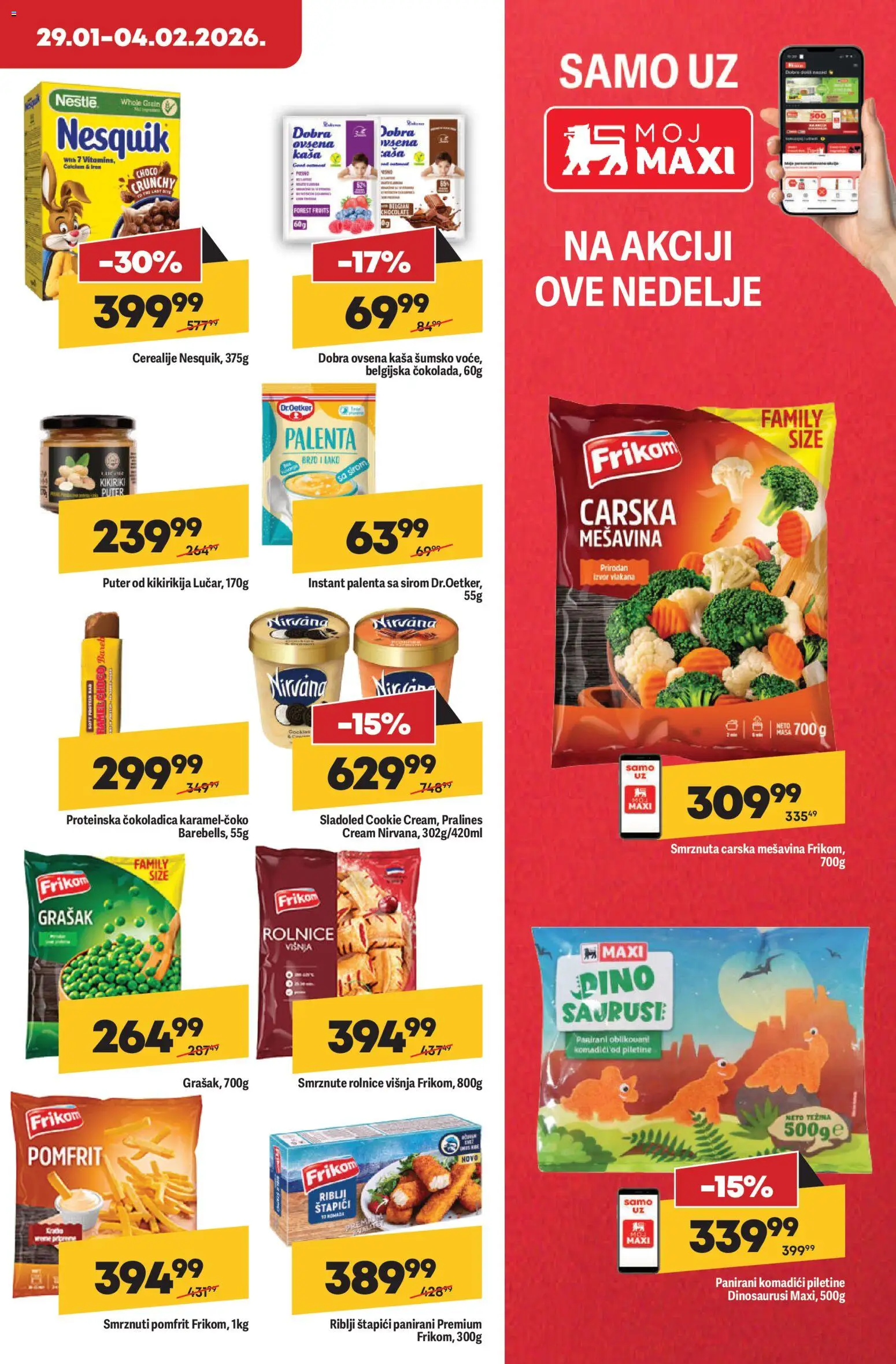 Maxi katalog - važi od 29.01.2026 | Strana: 15 | Proizvode: Grašak, Riblji štapići, Puter, Nesquik