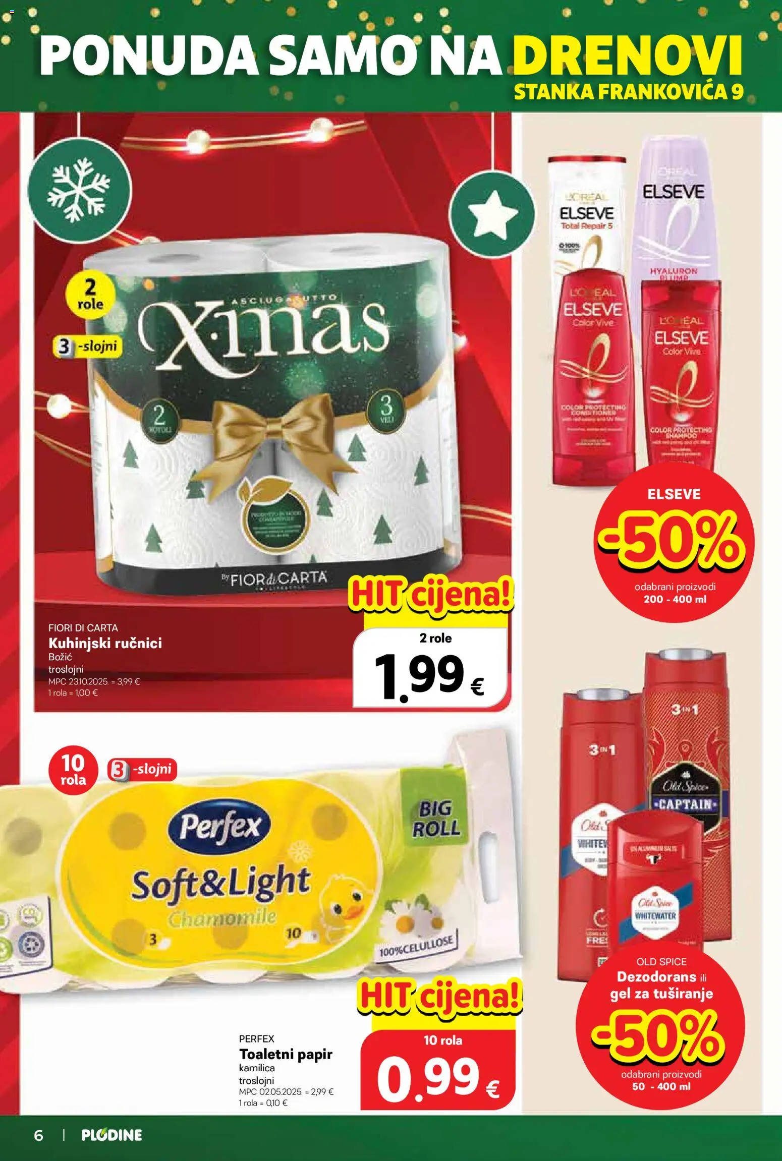 Plodine katalog | vrijedi od 17.12.2025 | Stranica: 6 | Proizvodi: Role, Gel za tuširanje, Toaletni papir, Old Spice
