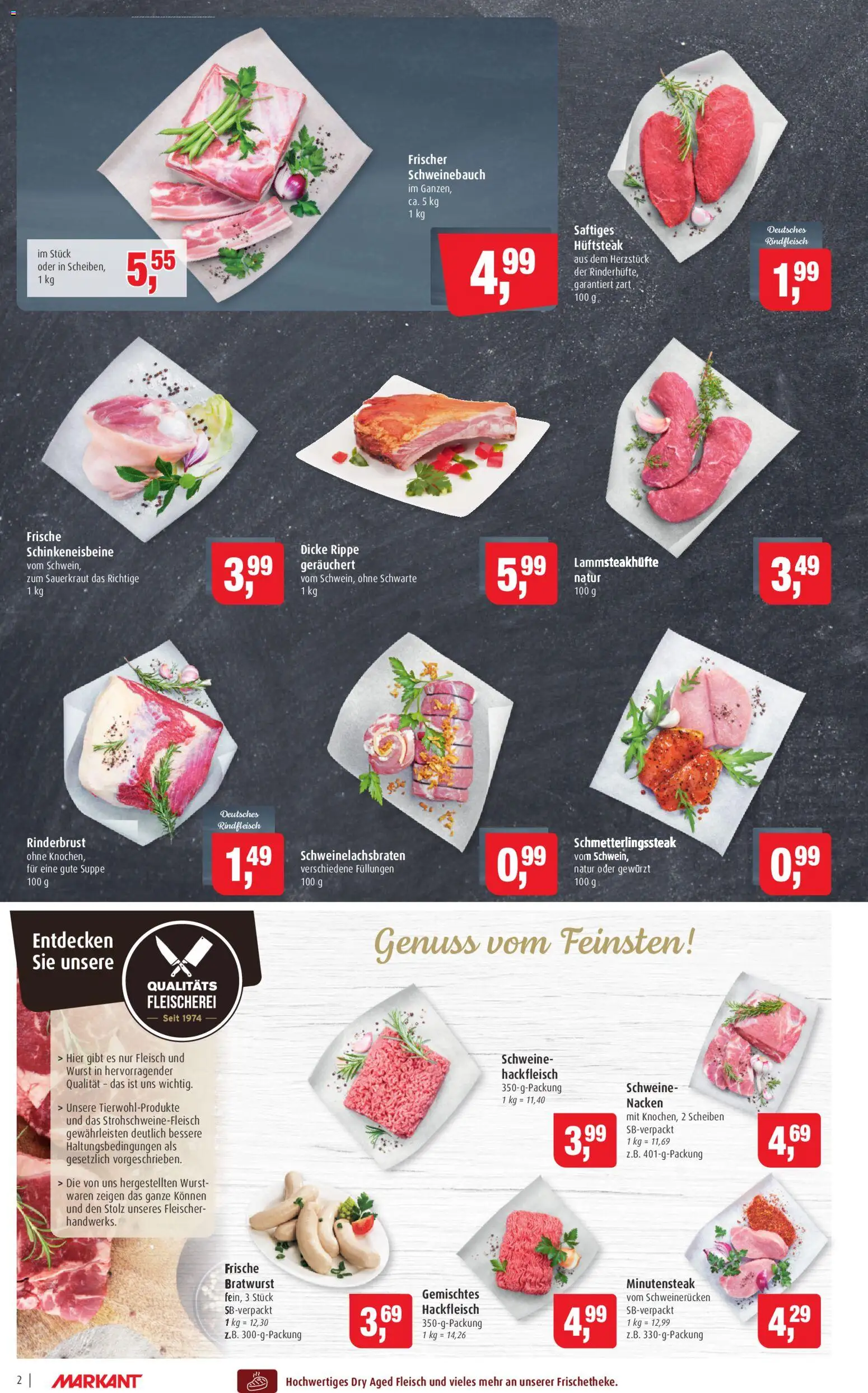 Markant Prospekt 	 – gültig ab 16.03.2026 | Seite: 2 | Produkte: Schweinebauch, Bratwurst, Fleisch, Hackfleisch