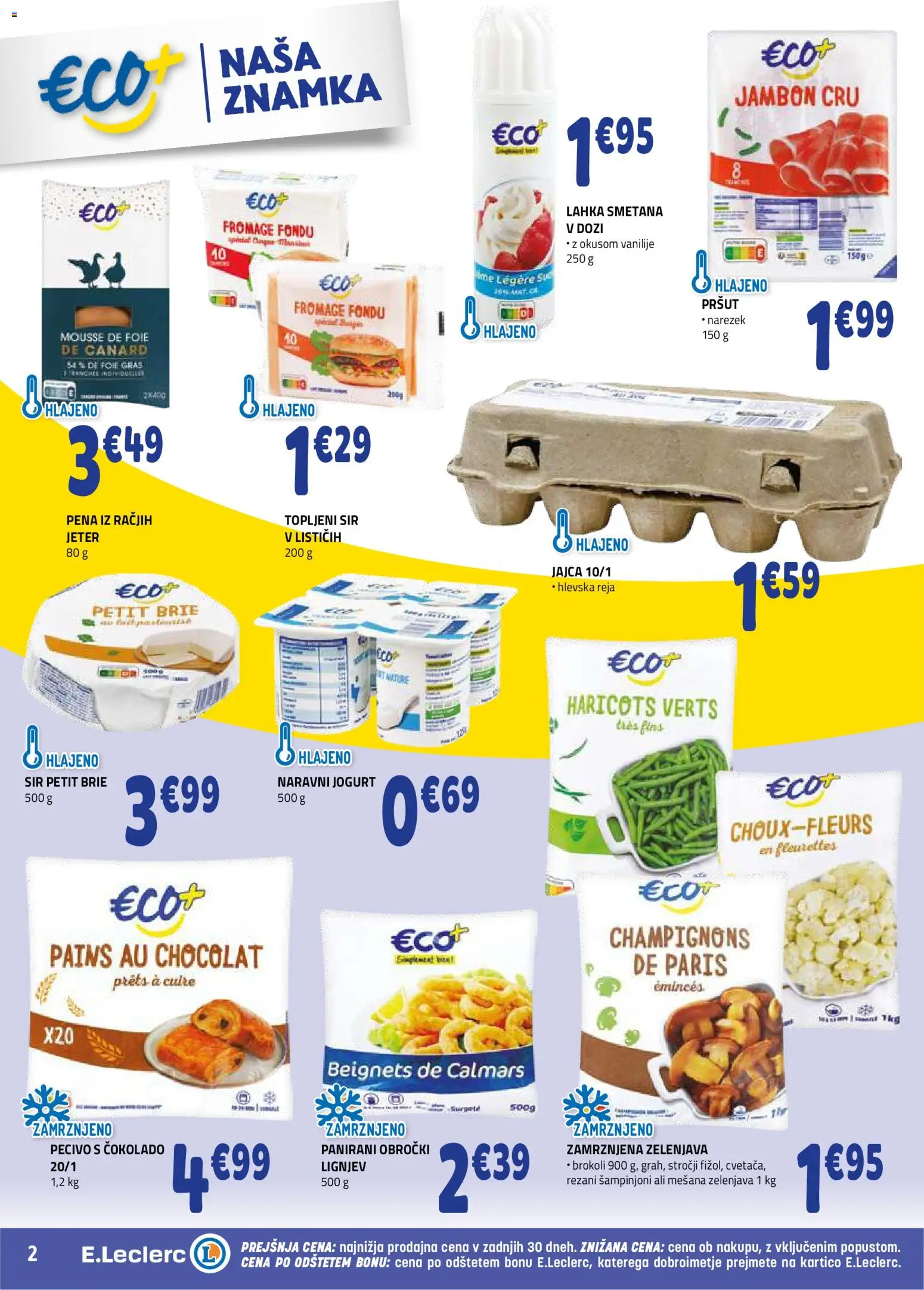 Novi E.leclerc katalog ponudbe – veljaven od 21.01.2026 | Stran: 2 | Izdelki: Topljeni sir, Narezek, Jajca, Zelenjava