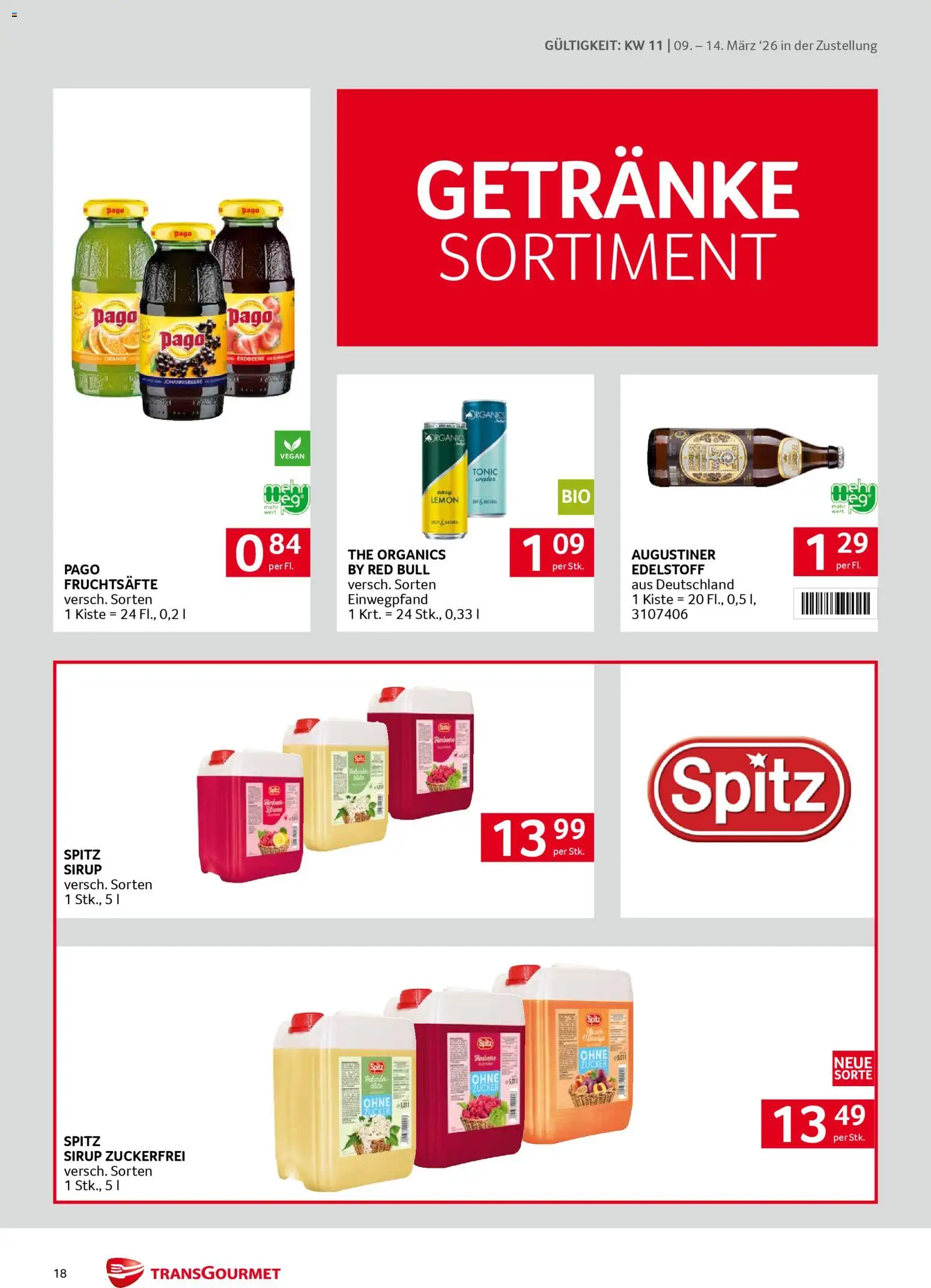 Transgourmet Zustellaktion gültig ab 09.03.2026 | Seite: 18 | Produkte: Zucker