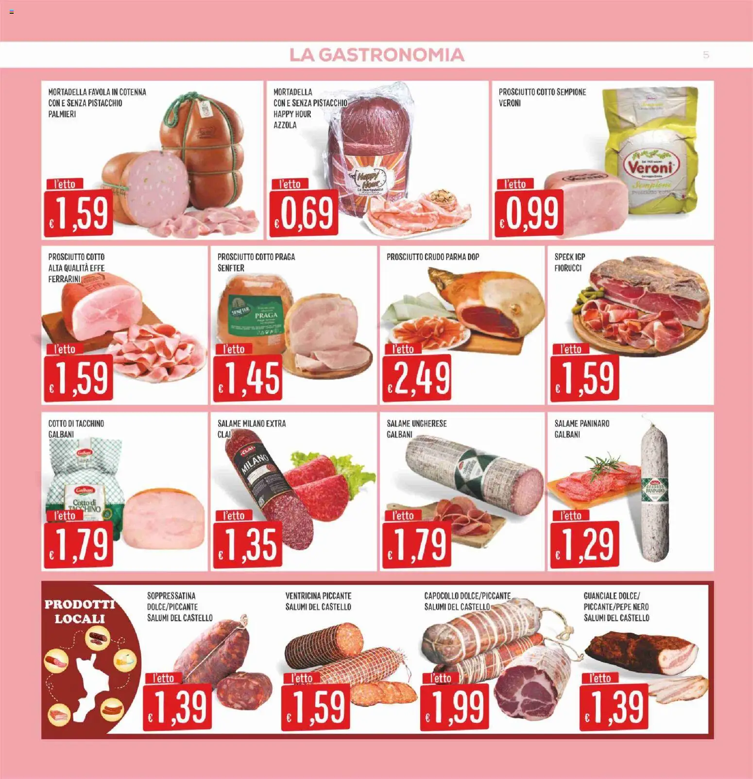Volantino SISA del 22.01.2026 | Pagina: 5 | Prodotti: Prosciutto Cotto, Tacchino, Mortadella, Guanciale