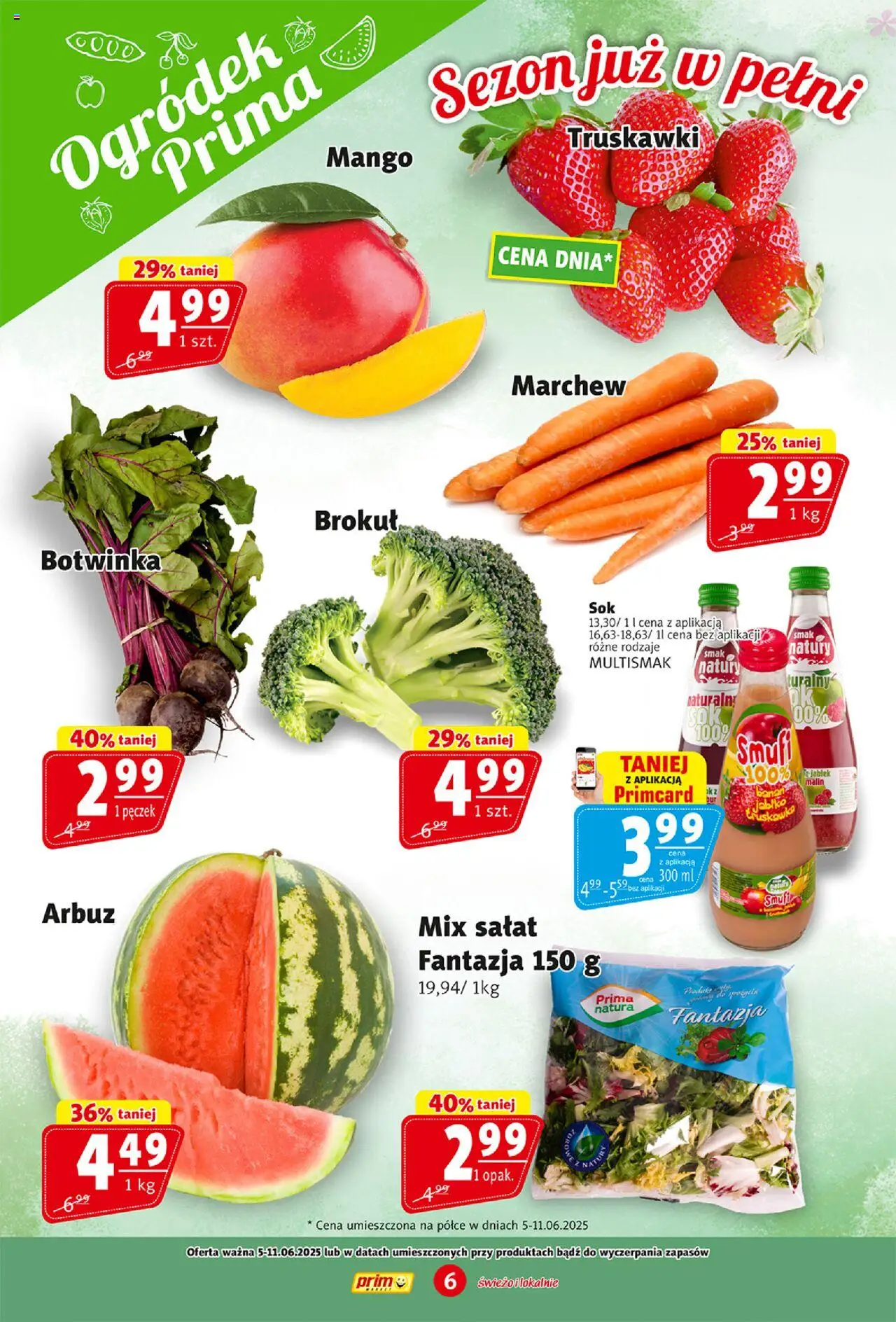 Prim Market Gazetka od 05.06.2025 | Strona: 6 | Produkty: Mango, Arbuz, Brokuł, Mix sałat