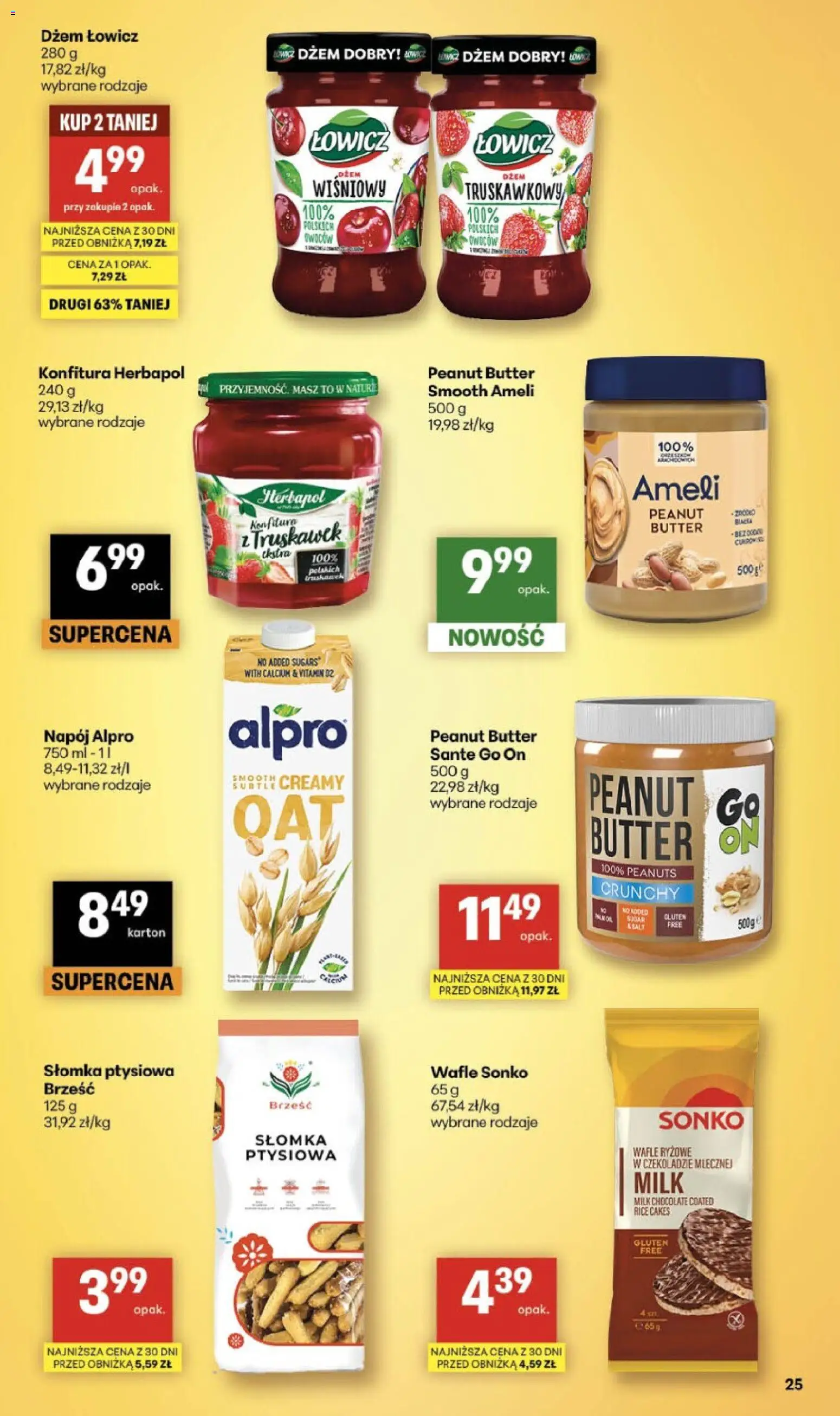 Delikatesy Centrum gazetka - Sklepy Własne od 16.04.2026 | Strona: 25 | Produkty: Wafle, Alpro, Wafle ryżowe, Słomka ptysiowa