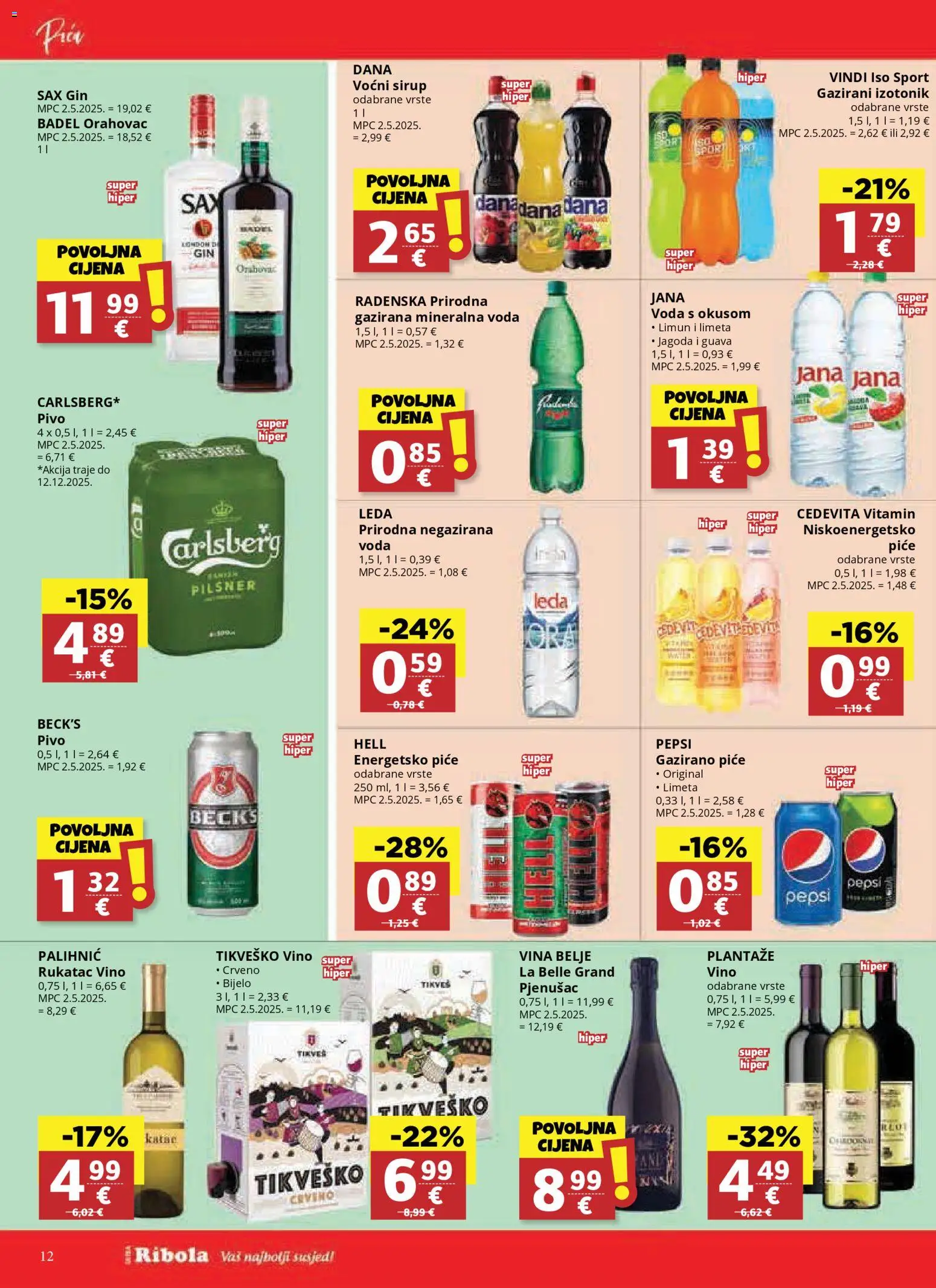 Djelo katalog | vrijedi od 12.11.2025 | Stranica: 12 | Proizvodi: Radenska, Vino, Limeta, Cedevita
