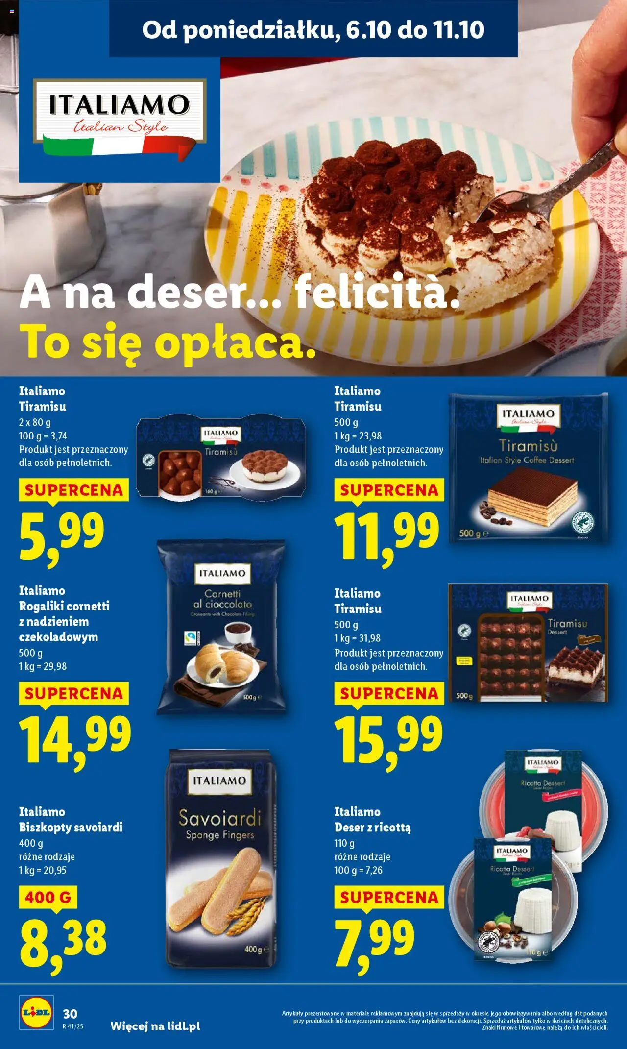 Lidl Gazetka od 06.10.2025 | Strona: 30 | Produkty: Tiramisu, Ricotta