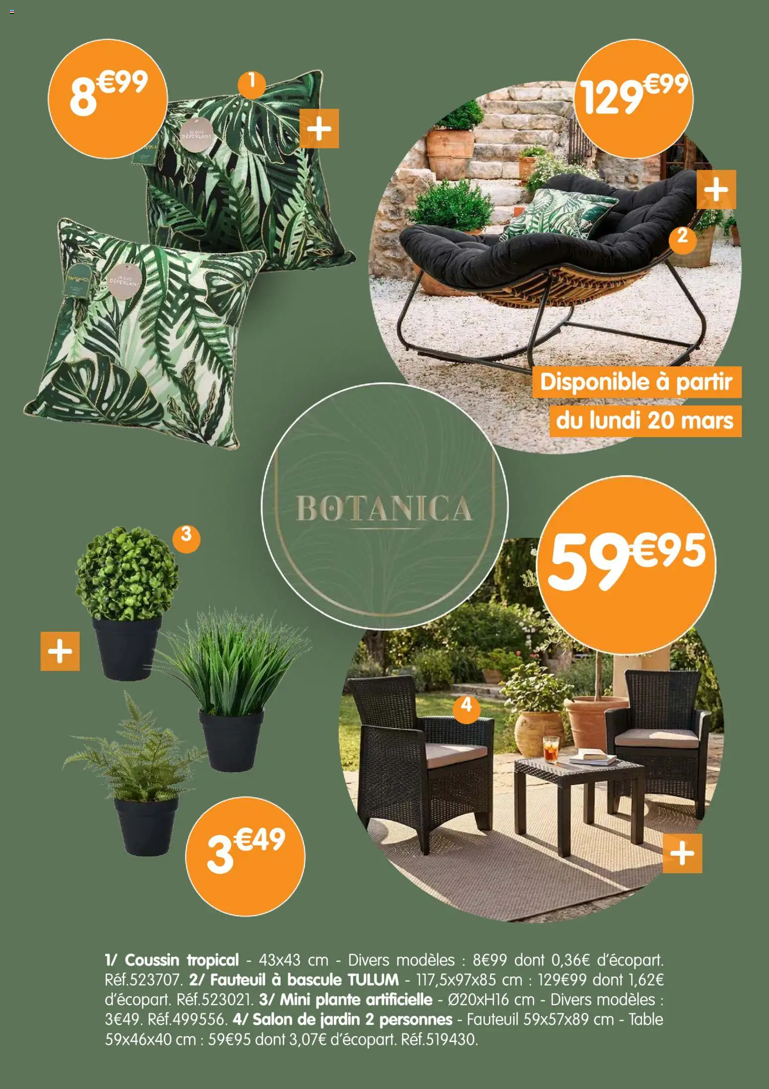 {H1} | Page: 29 | Produits: Salon de jardin, Plante artificielle, Fauteuil, Table