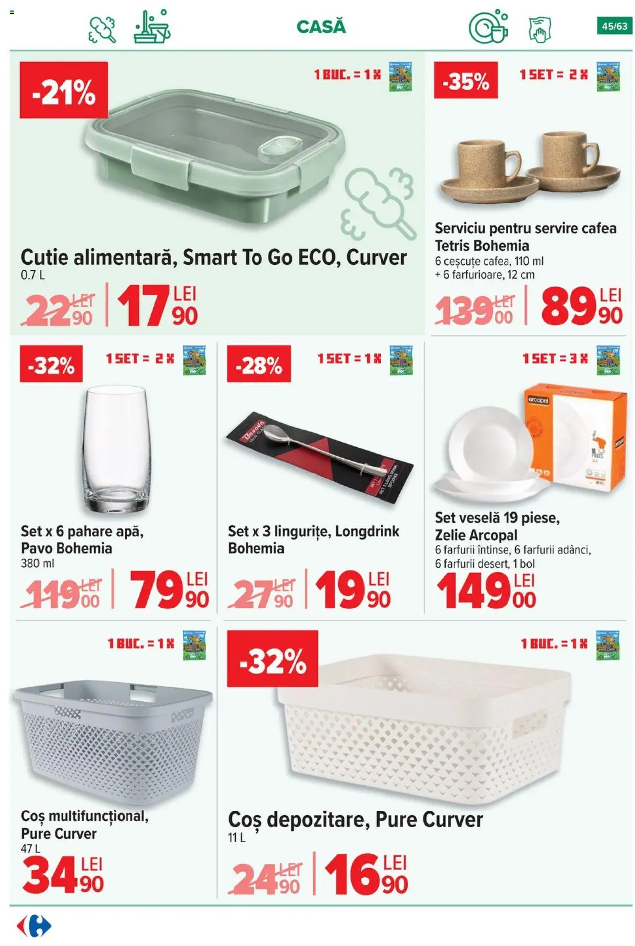 Noul catalog Carrefour – valabil de la 17.09.2025 | Pagină: 45 | Produse: Pahare, Bol, Coș, Dağ çileği