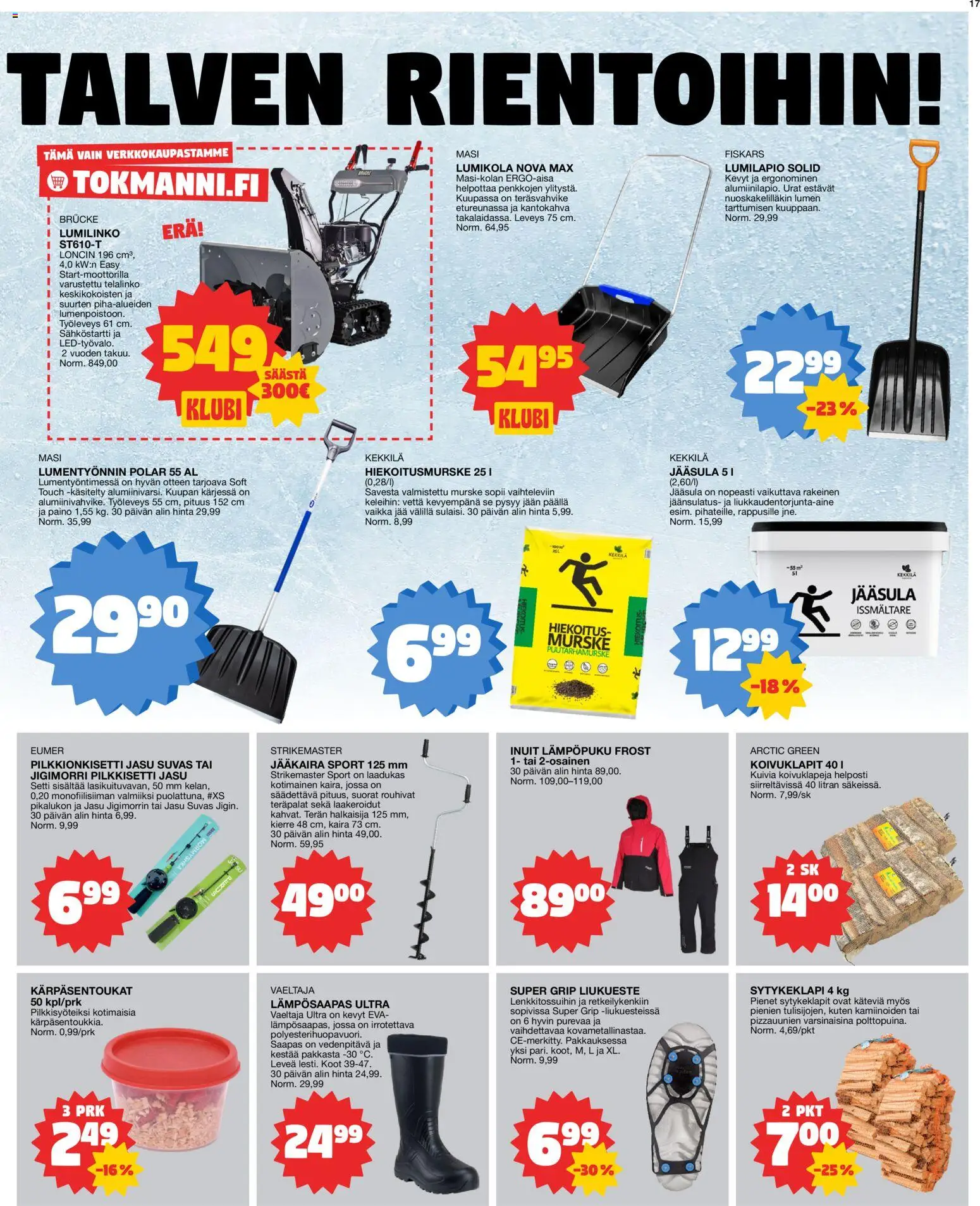 Tokmanni tarjoukset – voimassa 05.01.2026 alkaen | Sivu: 17 | Tuotteet: Lumilinko, Kantokahva