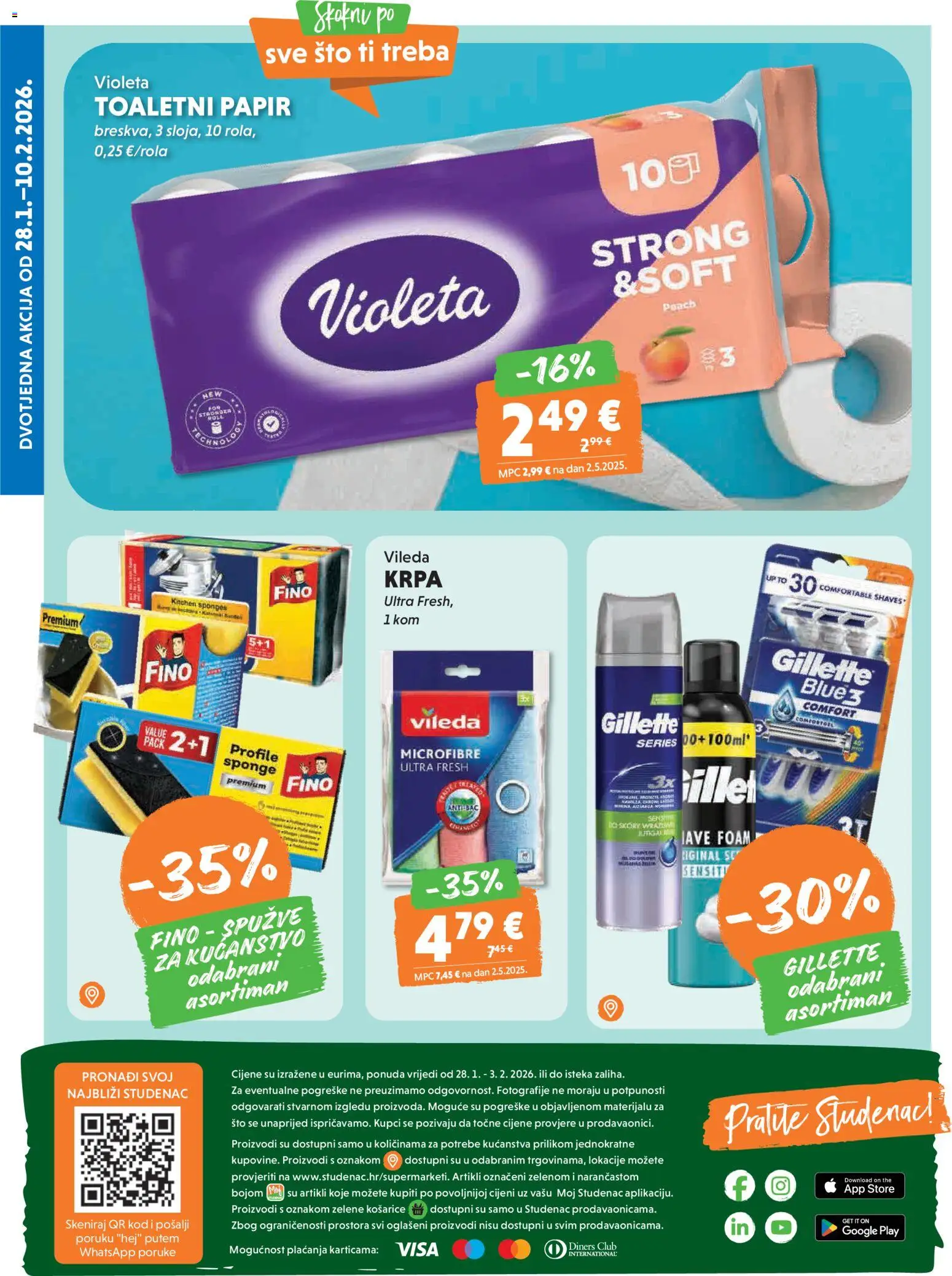 Studenac katalog | vrijedi od 28.01.2026 | Stranica: 30 | Proizvodi: Krpa, Toaletni papir, Violeta, Vileda