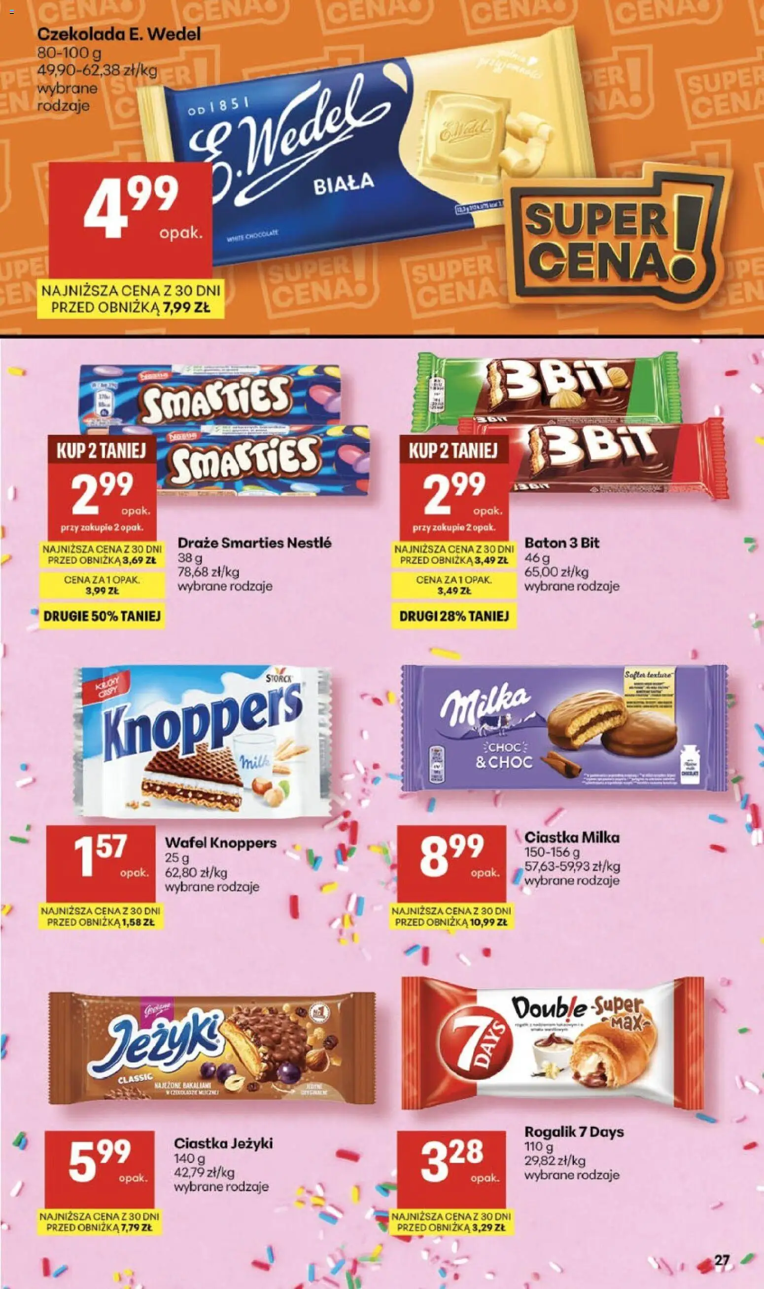 Delikatesy Centrum Gazetka od 19.02.2026 | Strona: 27 | Produkty: Knoppers, Milka, Czekolada, Ciastka