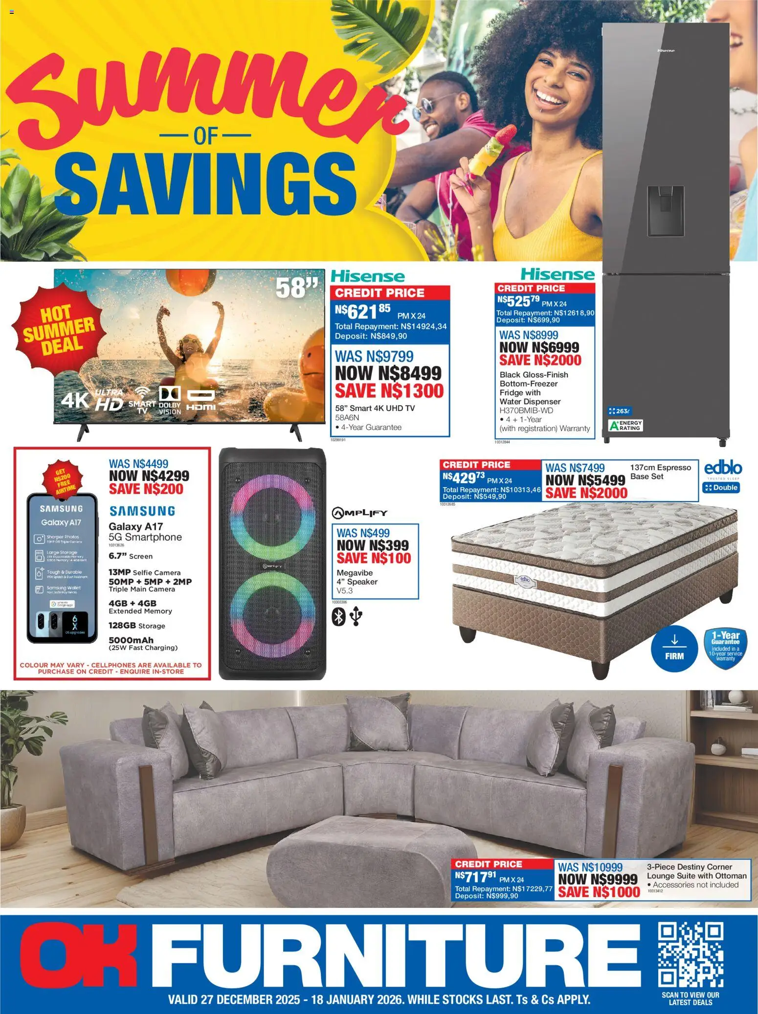 New OK Furniture catalogue – valid from 27.12.2025 | Page: 1 | Products: Wallet, Speaker, Ottoman, Water