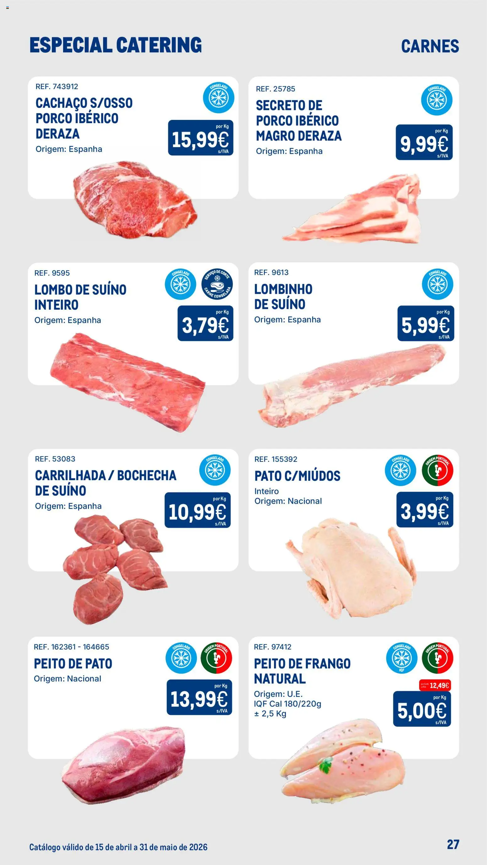 Makro Especial Catering │ válido de 15.04.2026 | Página: 27 | Produtos: Peito de frango, Frango, Lombo, Carne