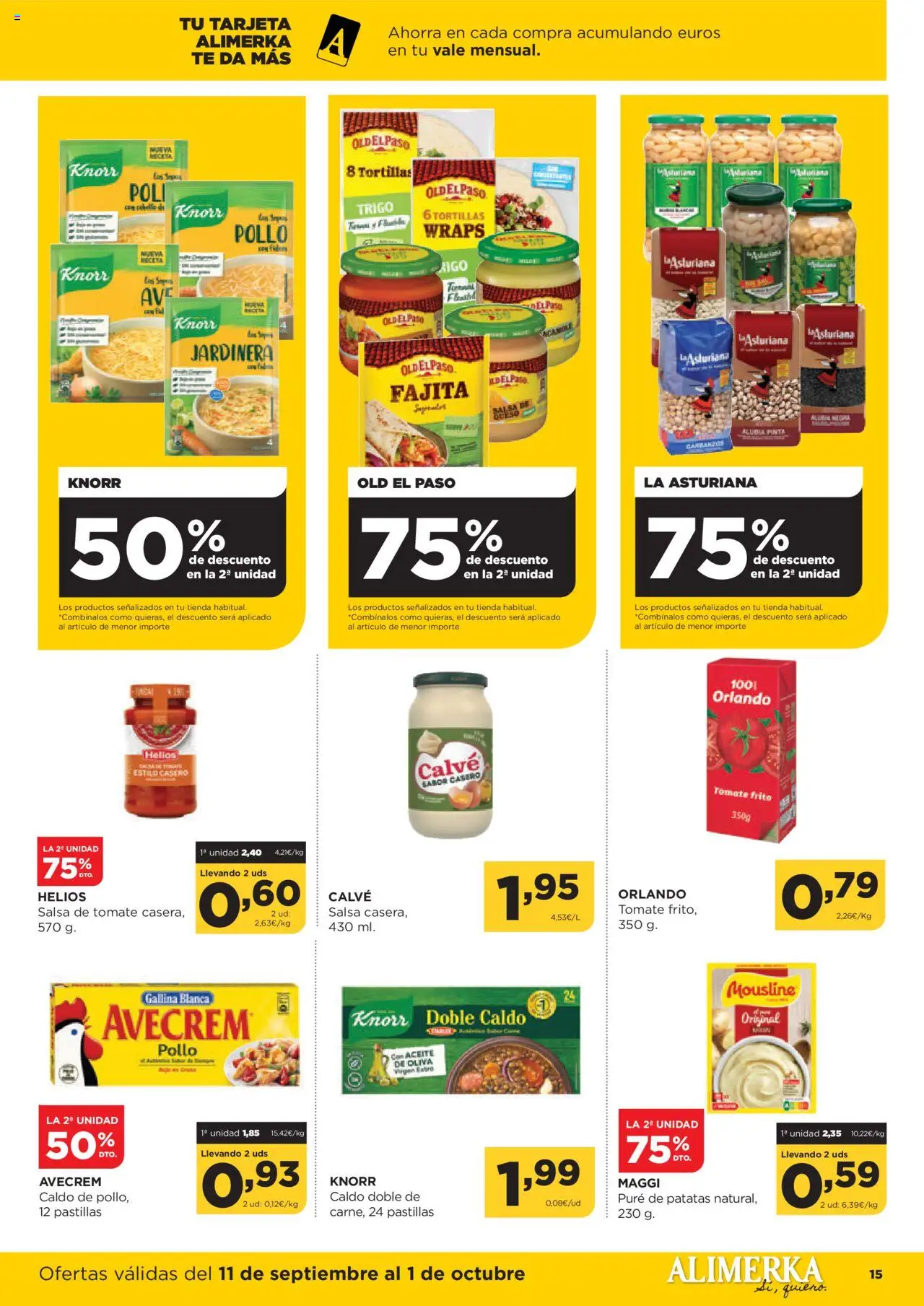Alimerka folleto Asturias │ válido desde el 02.10.2025 | Página: 15 | Productos: Aceite, Jardinera, Salsa de tomate, Té