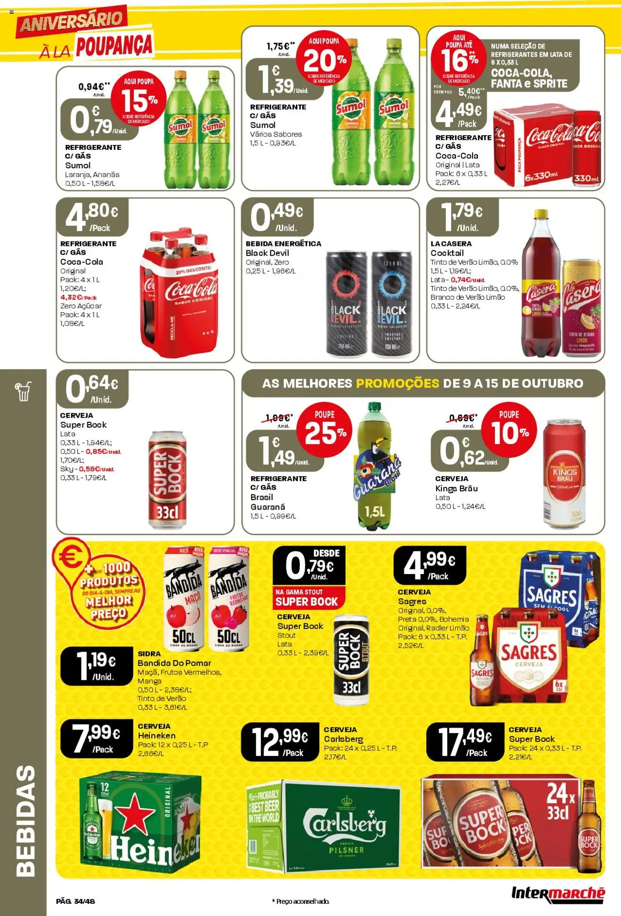 Intermarché folheto │ válido de 09.10.2025 | Página: 34 | Produtos: Refrigerante, Maça, Cerveja, Açúcar