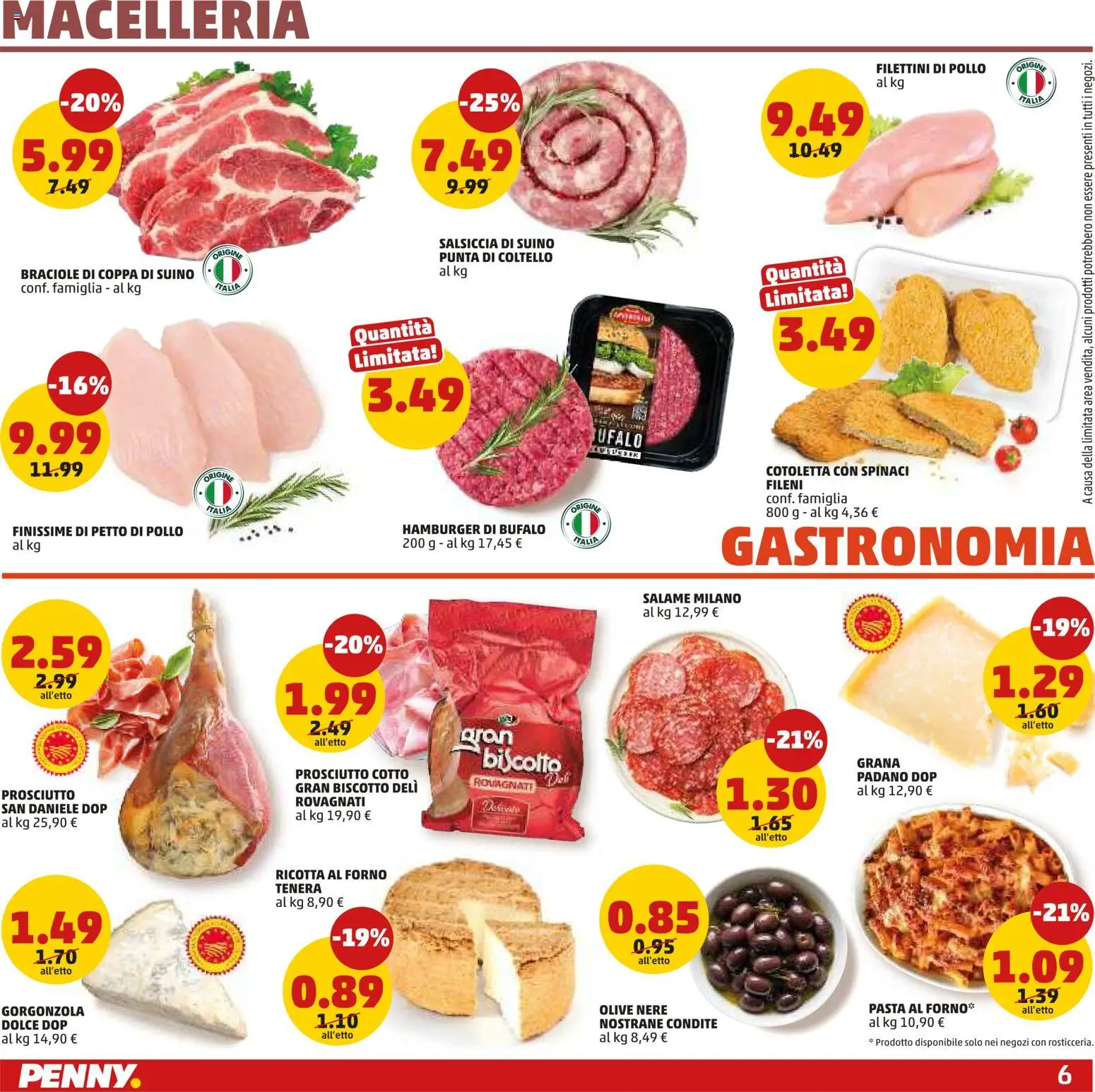 Volantino PENNY del 26.02.2026 | Pagina: 6 | Prodotti: Pollo, Spinaci, Hamburger, Gorgonzola