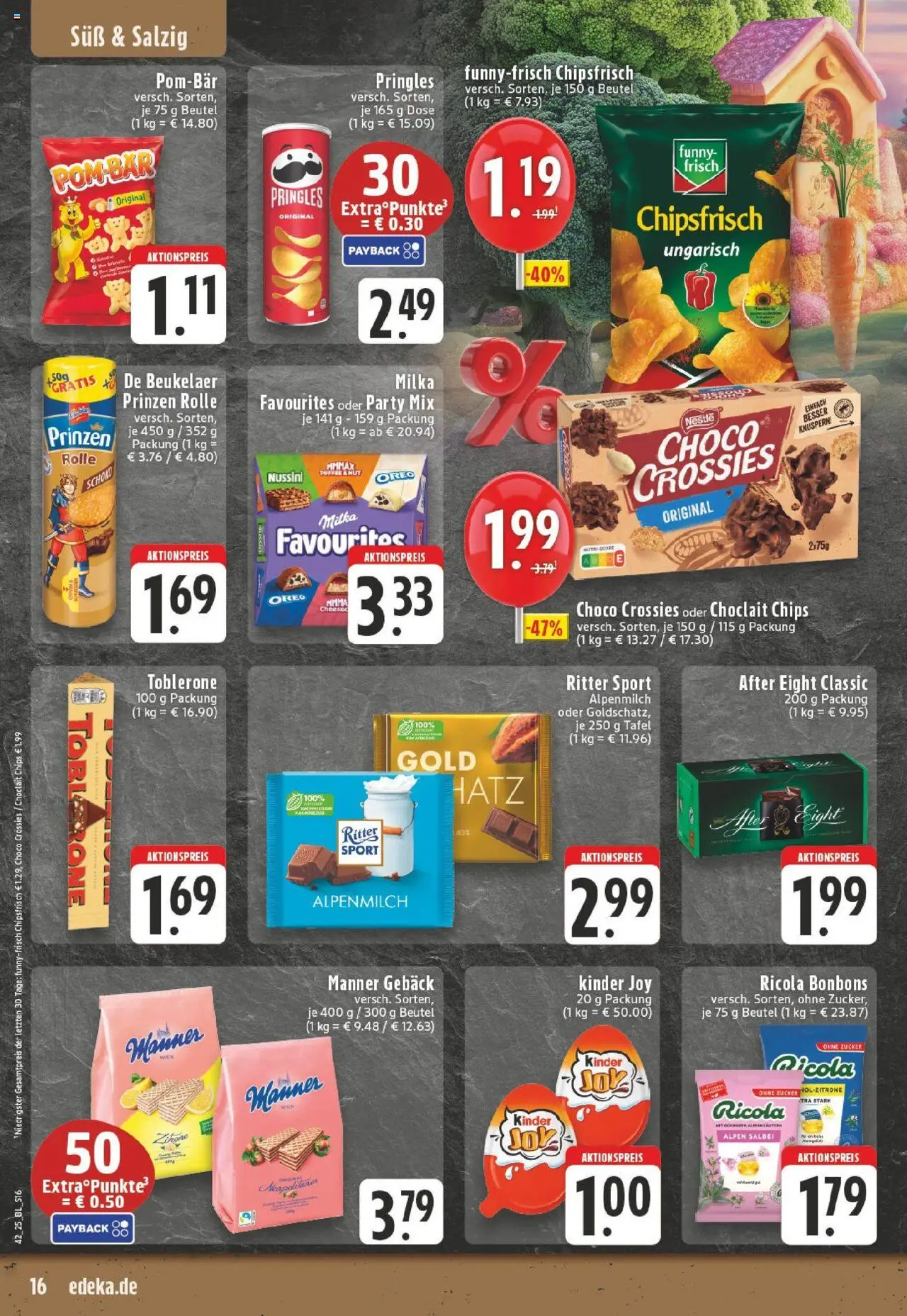 Edeka prospekt Lienen	 – gültig ab 13.10.2025 | Seite: 16 | Produkte: Kinder joy, POM-BÄR, Pringles, Chips